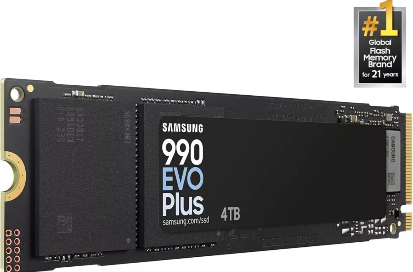 Samsung 990 PLUS 4TB M.2 NVMe Internal SSD - Black (MZ-V9P4T0B/AM)