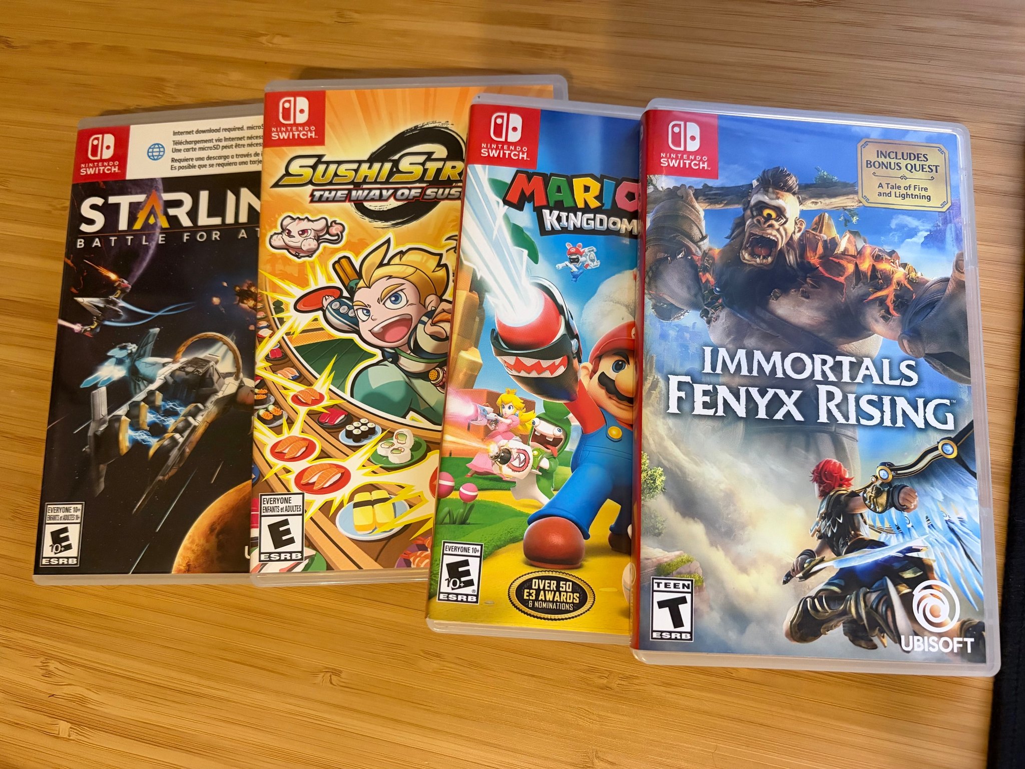 4x Games - Immortals Fenyx Rising, Mario + Rabbids, Sushi Striker, Starlink - Nintendo Switch