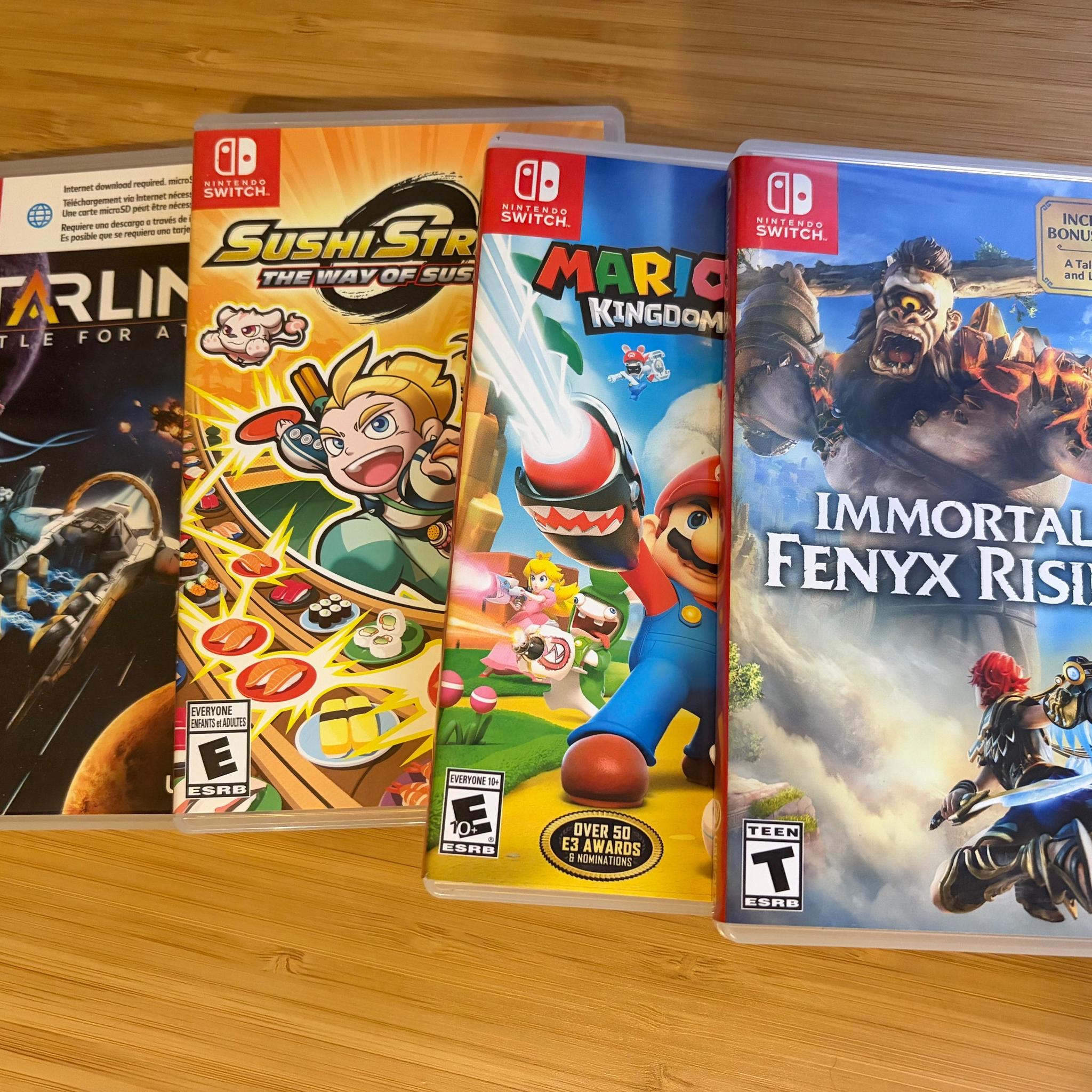 4x Games - Immortals Fenyx Rising, Mario + Rabbids, Sushi Striker, Starlink - Nintendo Switch