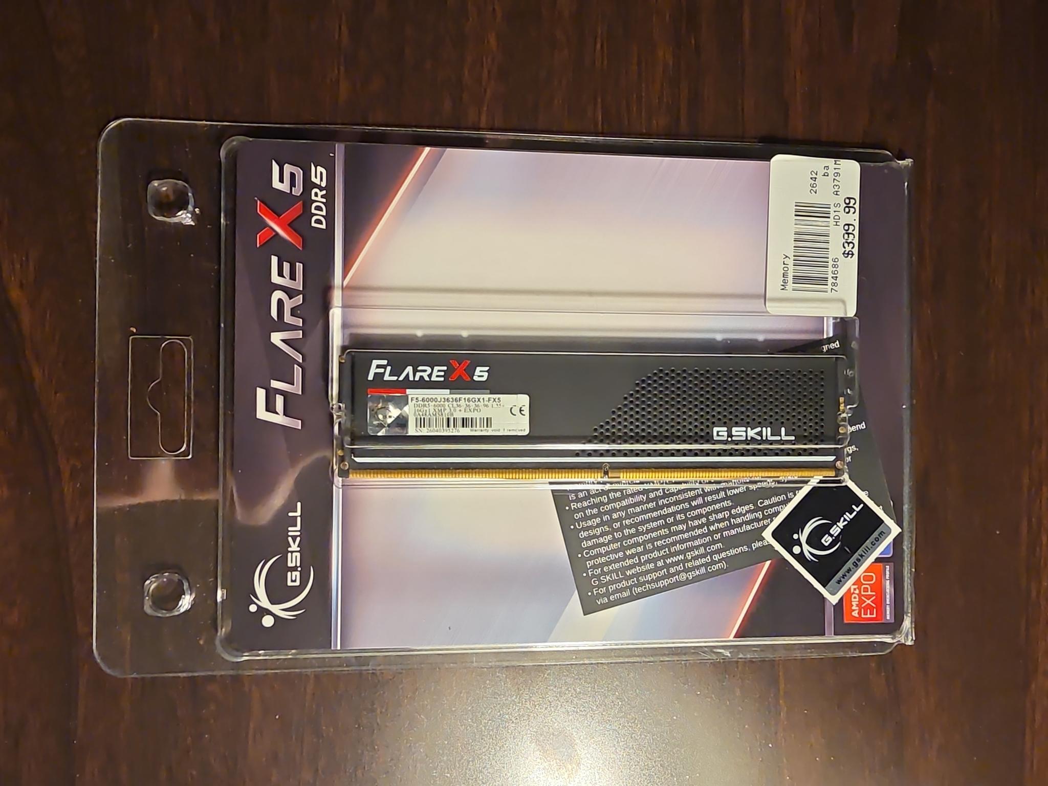 G.Skill Flare X5 16GB DDR5-6000 CL36 (1x16GB) – New, Open Box