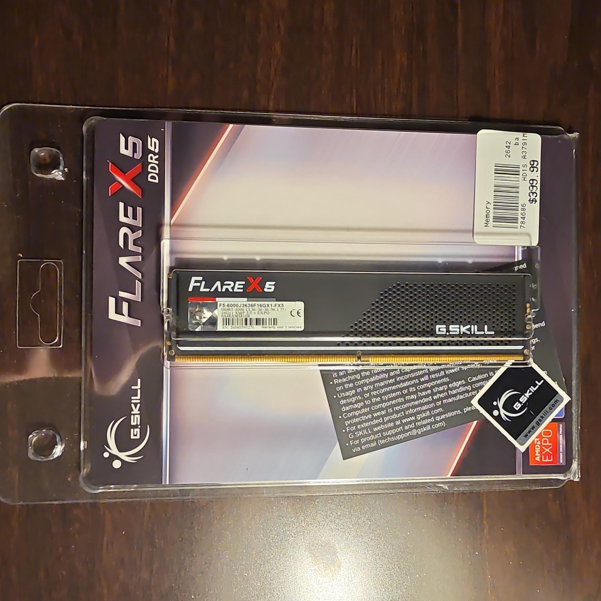 G.Skill Flare X5 16GB DDR5-6000 CL36 (1x16GB) – New, Open Box