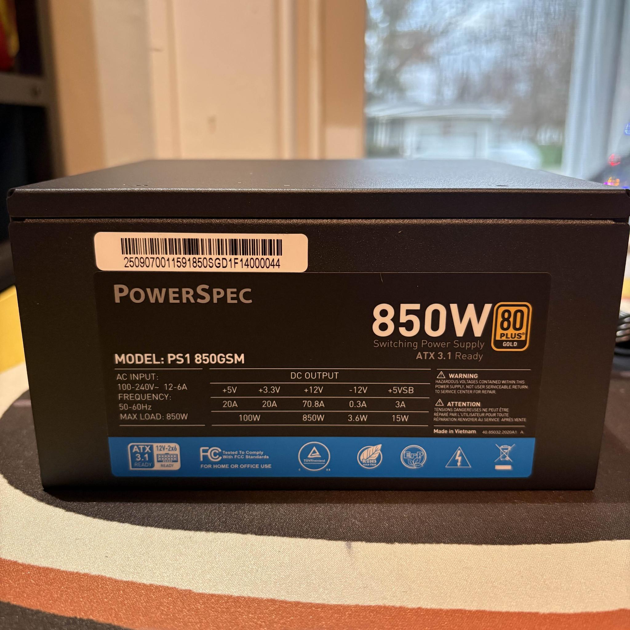 Powerspec 850W Semi-Modular ATX 3.1 GOLD !!!12VHPWR!!!