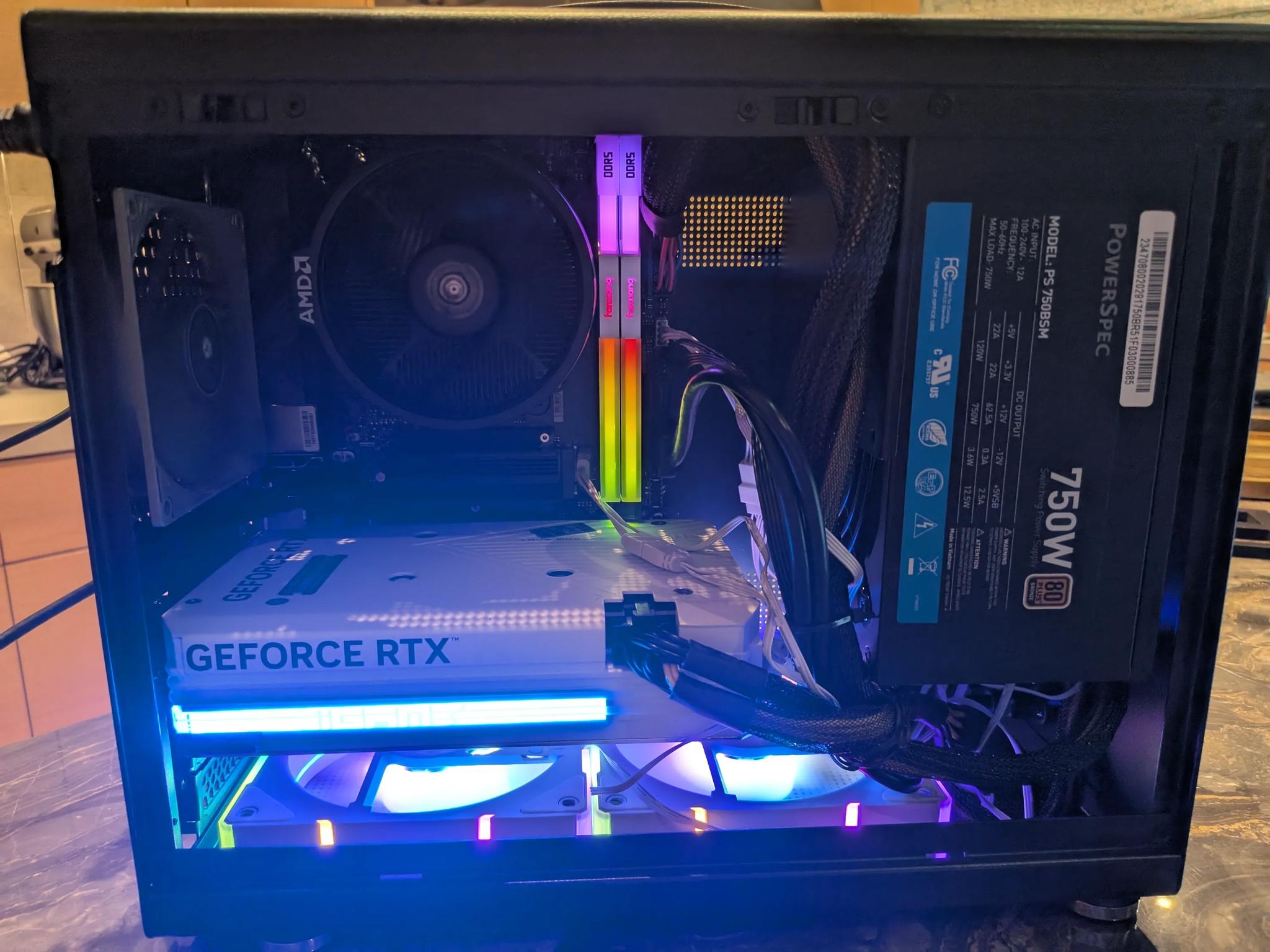 Small Gaming PC, AMD Ryzen 5 7500F, Nvidia RTX 4060 Ti 16GB, 32 GB RAM, 2 TB SSD