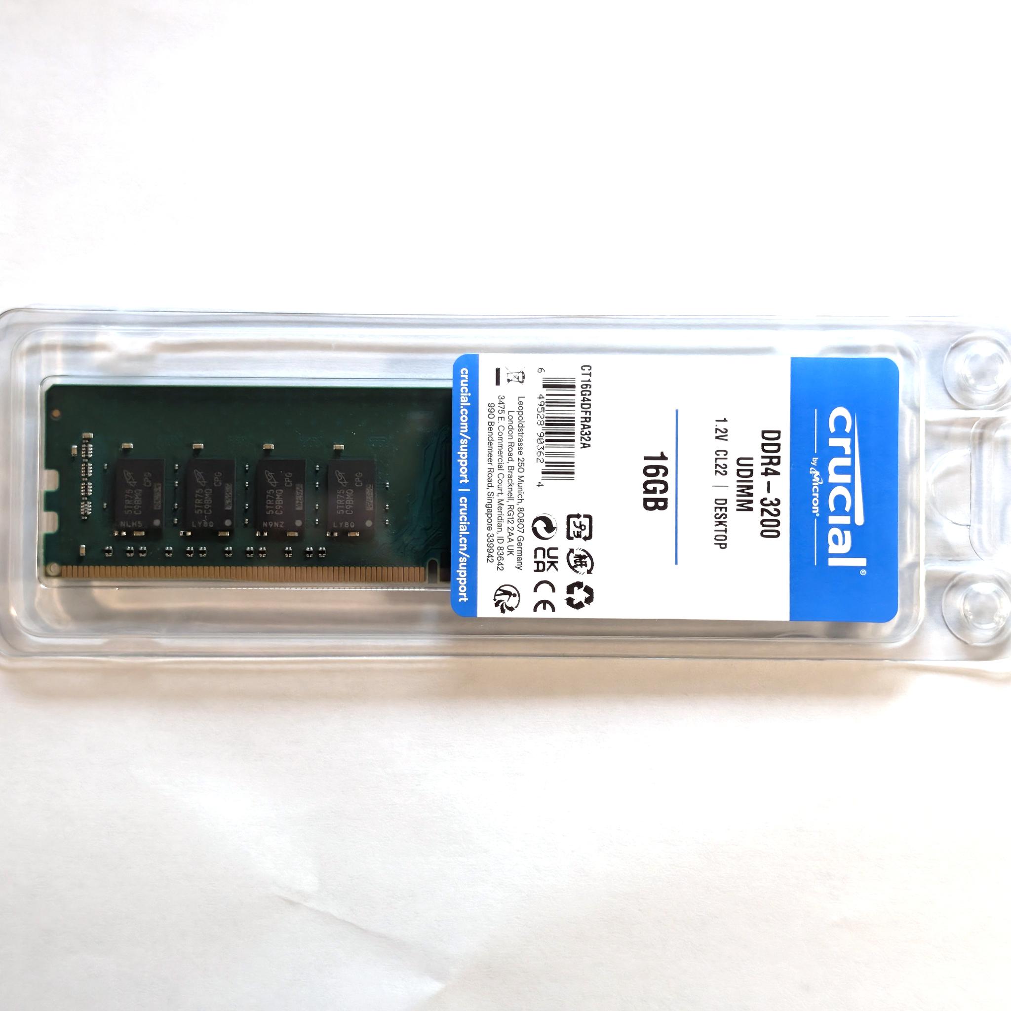 Crucial 16GB DDR4-3200MHz UDIMM Desktop Memory RAM - NEW