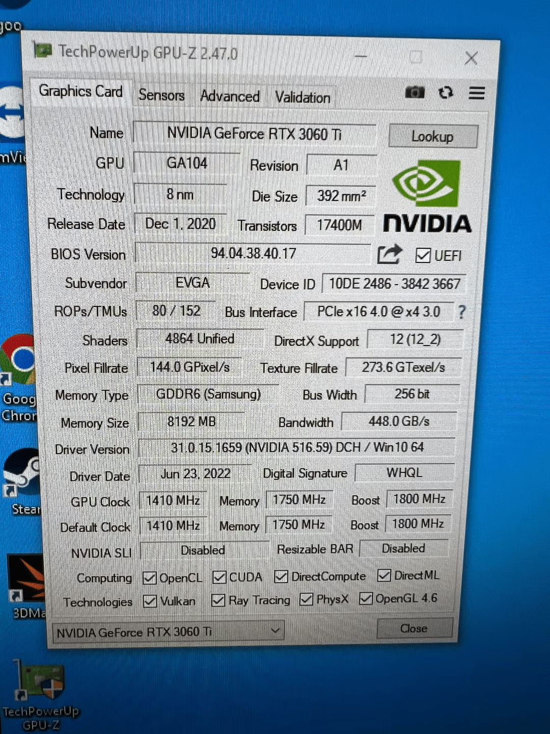 EVGA GeForce RTX 3060 Ti 8 GB FTW3 ULTRA (FHR)
