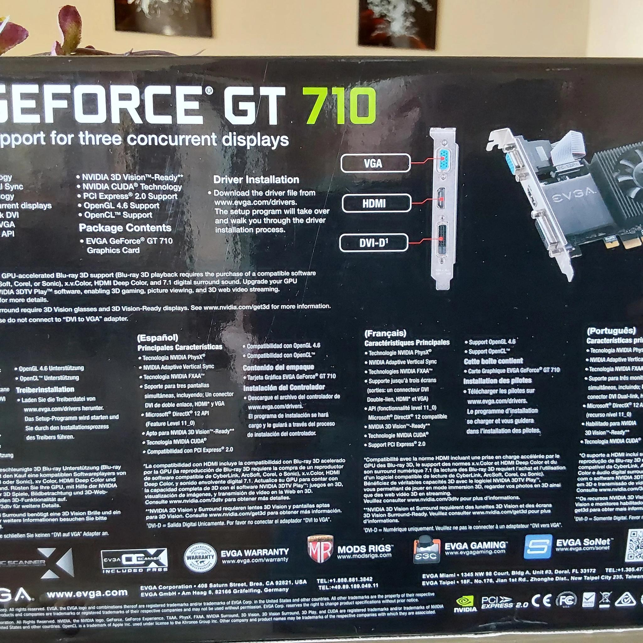 EVGA GeForce GT 710 2GB Low-Profile Graphics Card