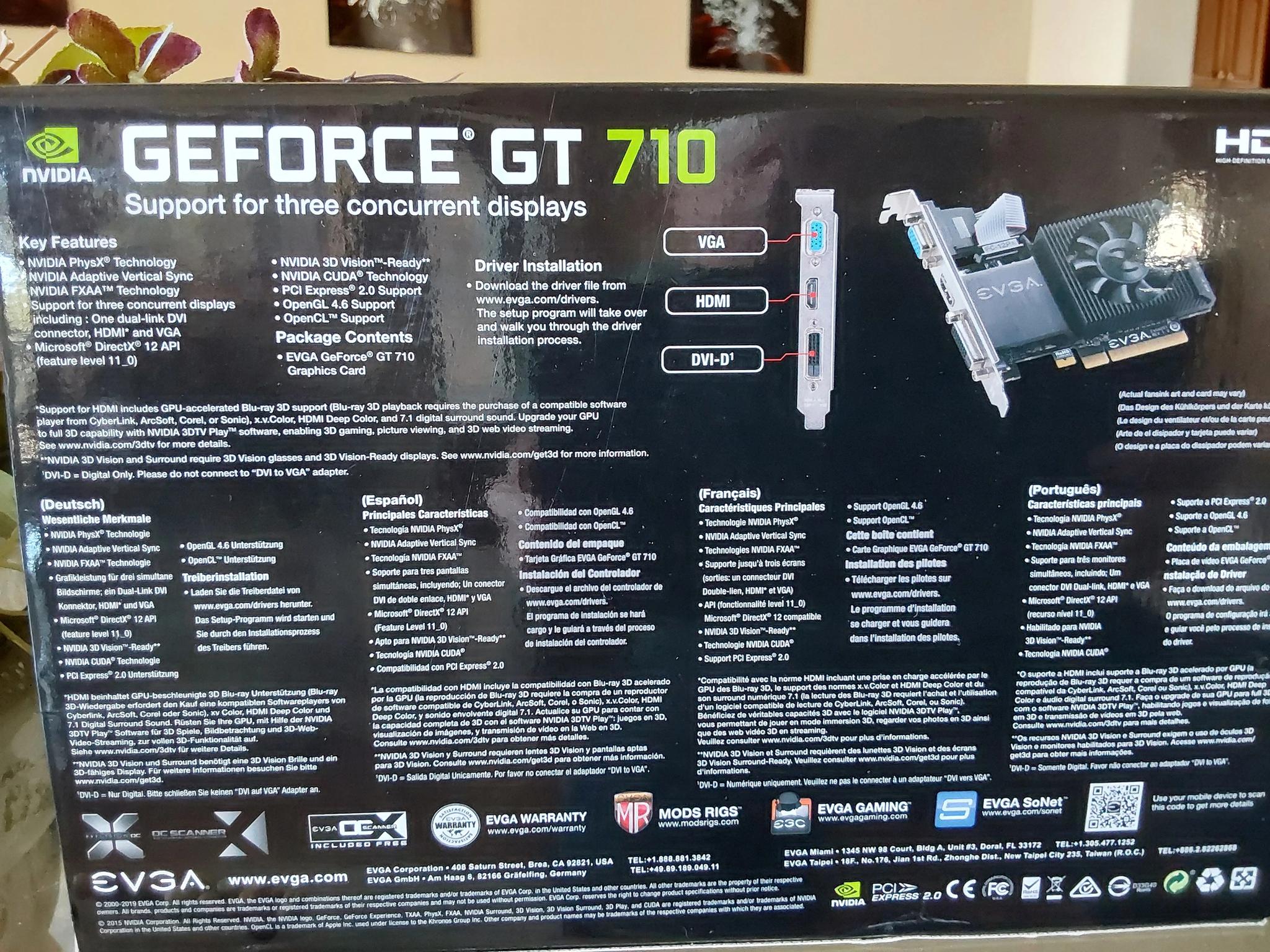 EVGA GeForce GT 710 2GB Low-Profile Graphics Card