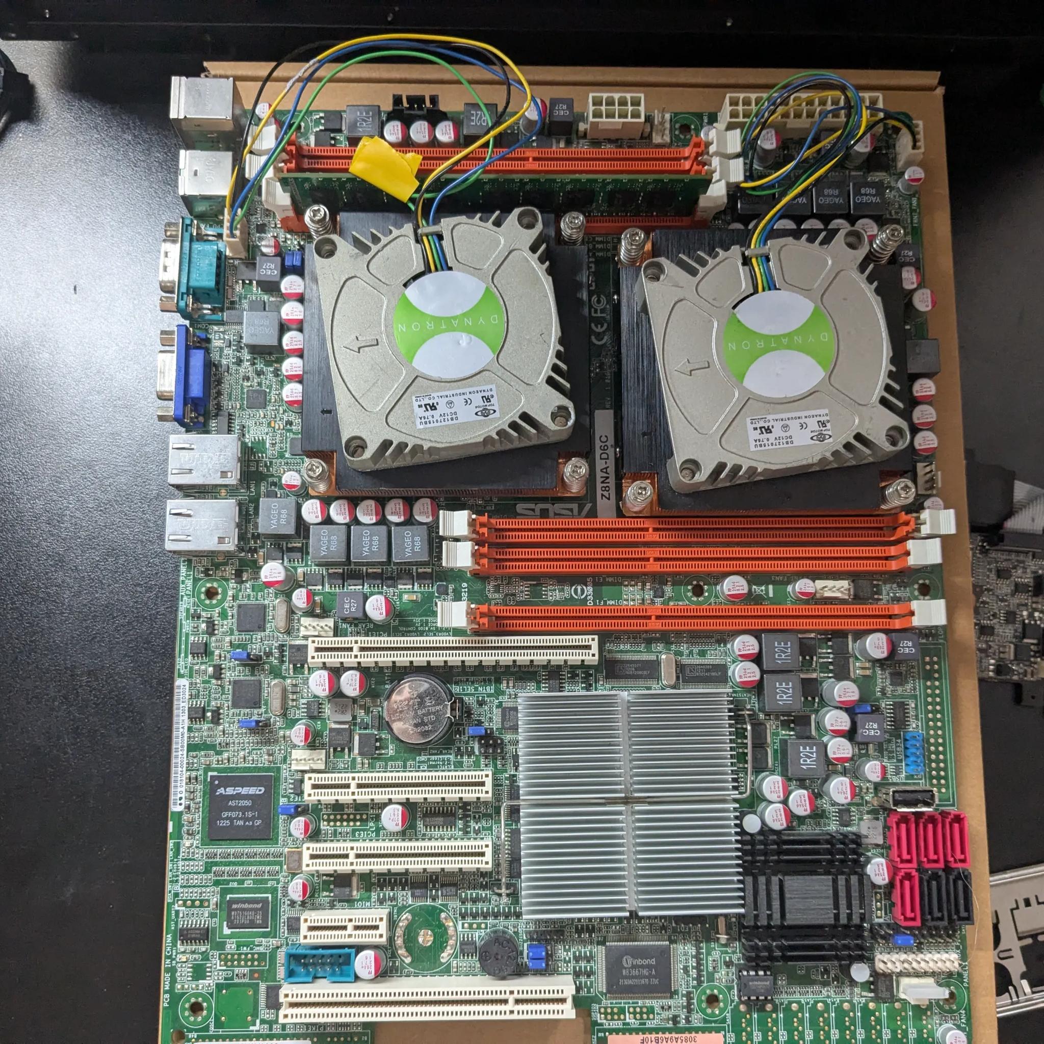 Dual CPU! 12 Cores, 24 Threads, Asus Z8NA-D6C server motherboard + 2x X5650 + 4GB RAM + 1GB GPU