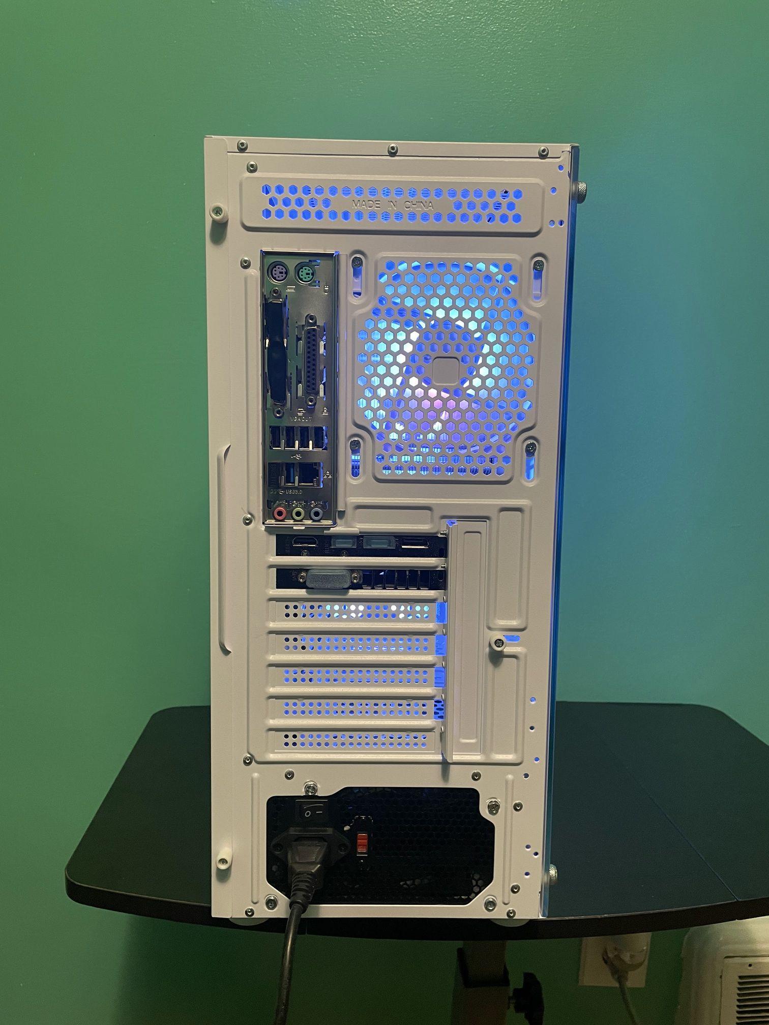 Frost White Budget Gaming PC | Intel i7 / AMD RX580 / 8GB / 1.1TB Win 11 Pro + Wi-Fi