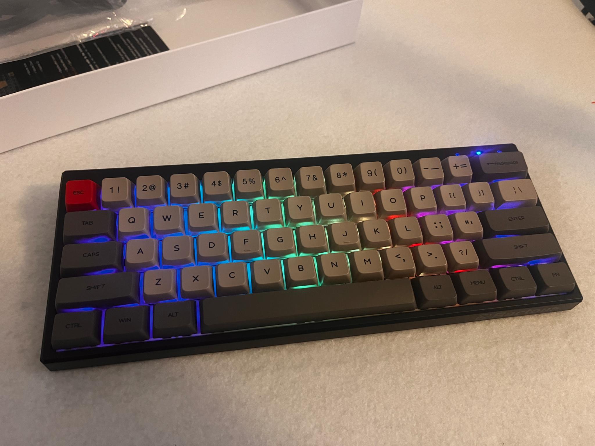 Ractous Design RGB Keyboard  Hot Swappable.  Gateron Optical Brown Switches. Bluetooth/Wired.