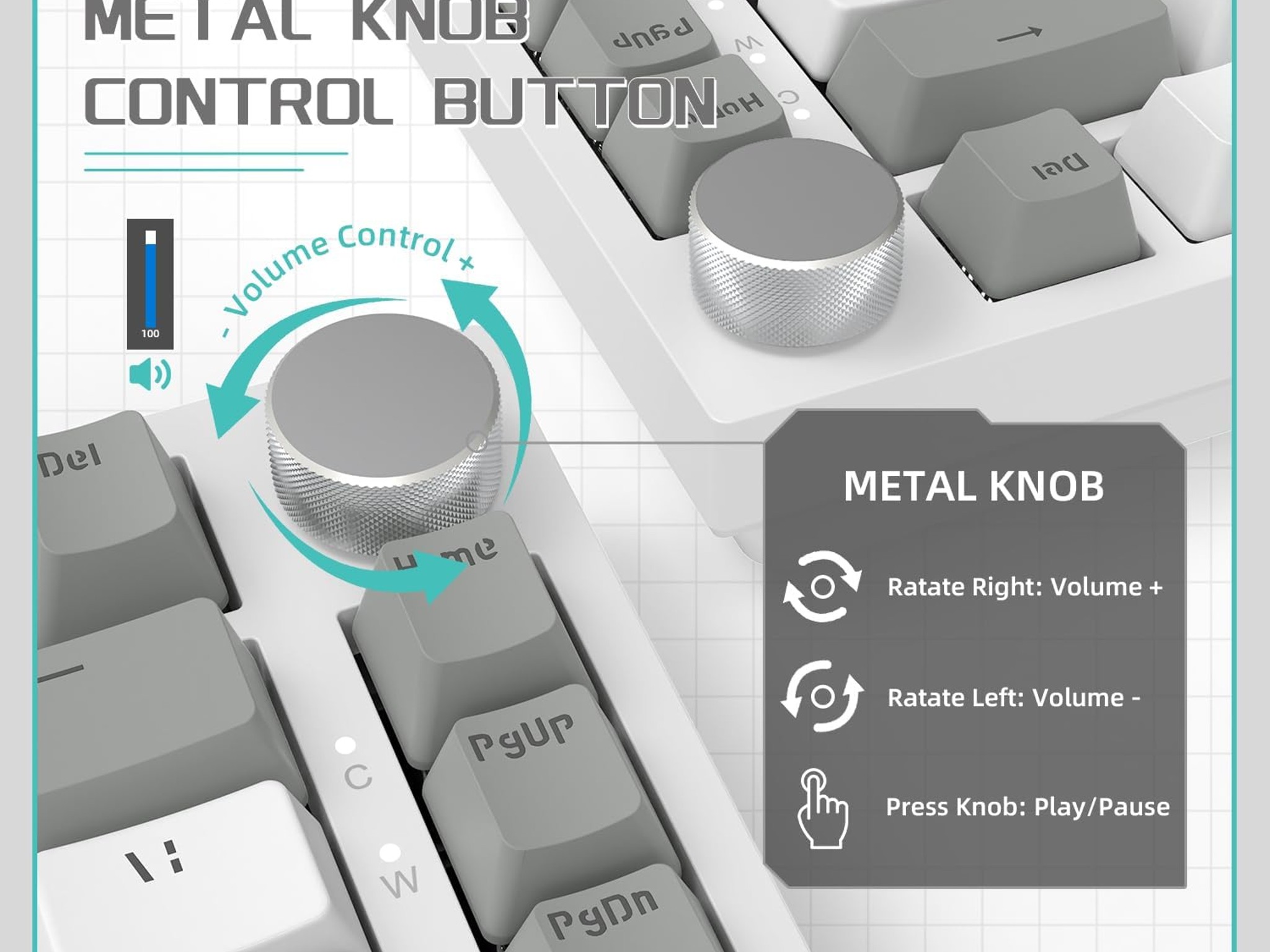 AK820 75% Mechanical Wired Gaming Keyboard with Knob Hot Swappable Attack Shark ajazz