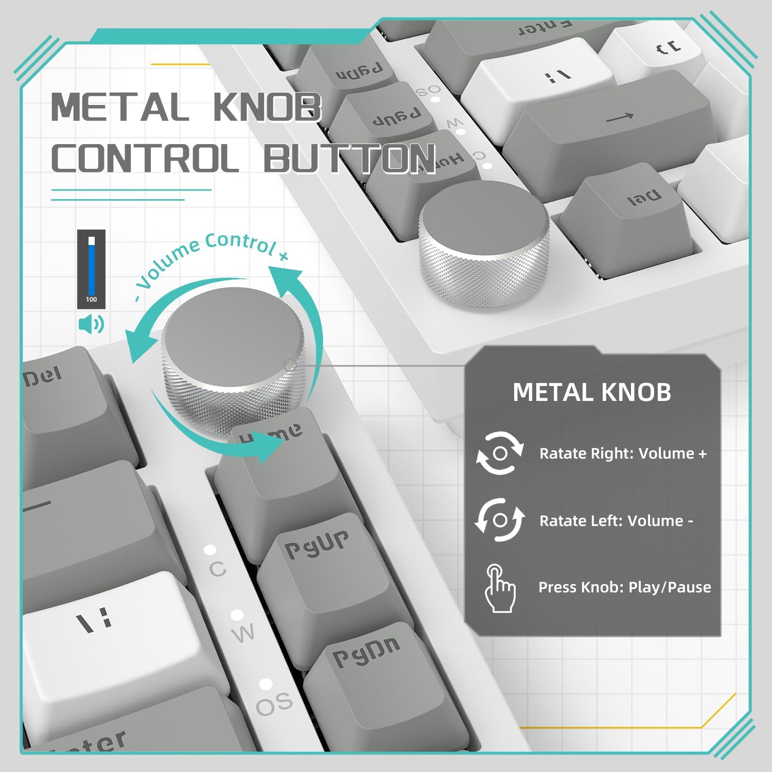 AK820 75% Mechanical Wired Gaming Keyboard with Knob Hot Swappable Attack Shark ajazz