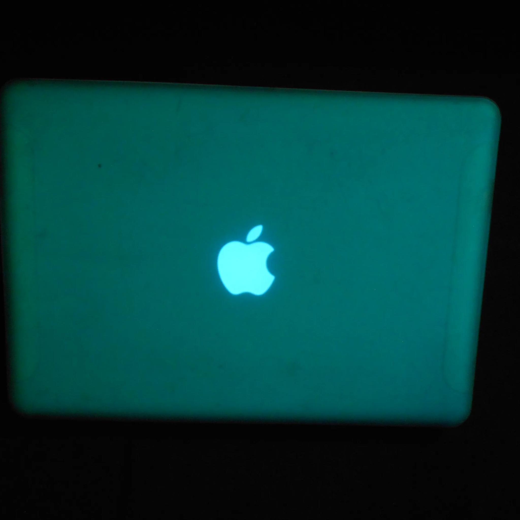 Macbook Unibody With Blue Protectice Case