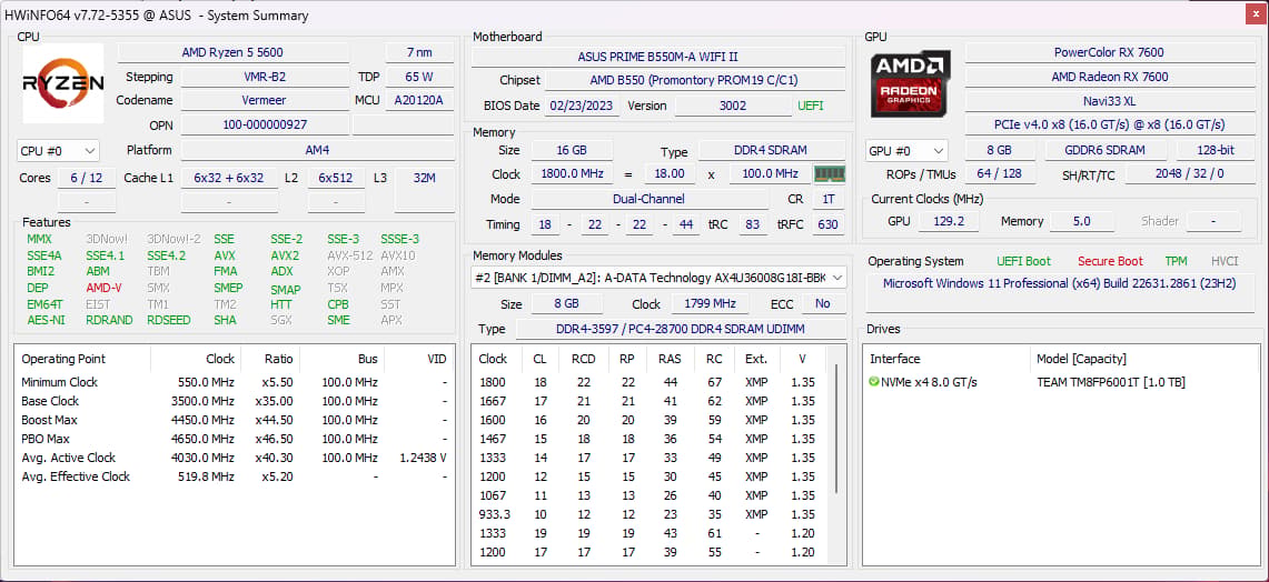 [Cronus] || AMD Ryzen 5 5600 + RX 7600 8G w/ 16GB of DDR4 RAM & 1TB M.2 NVMe SSD