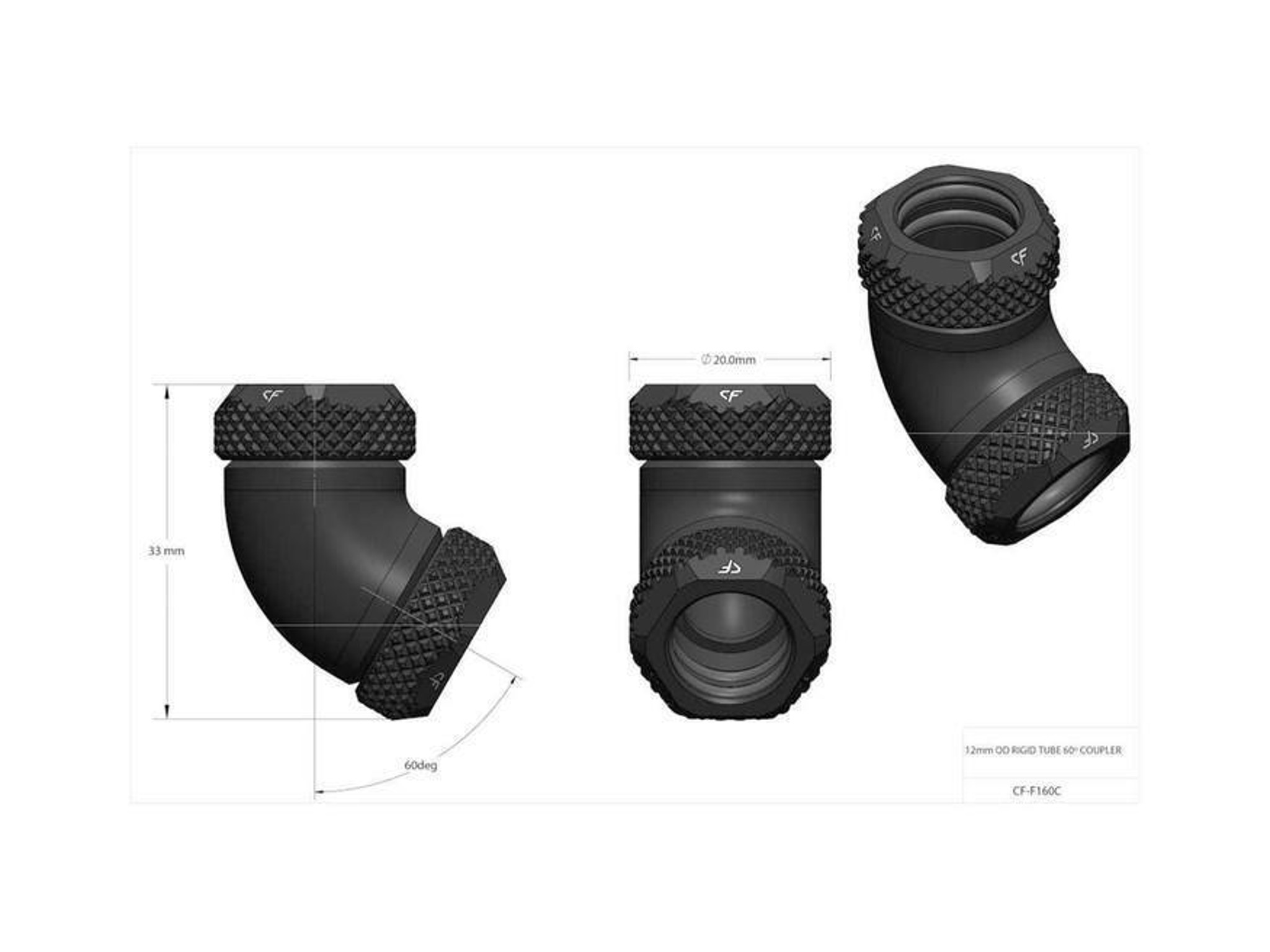 CoolForce 60 Degree Angled Coupler for 12mm Hard Tube