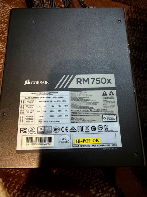 Corsair RM750x 750 Watt ATX FUlly Modular Power Supply.