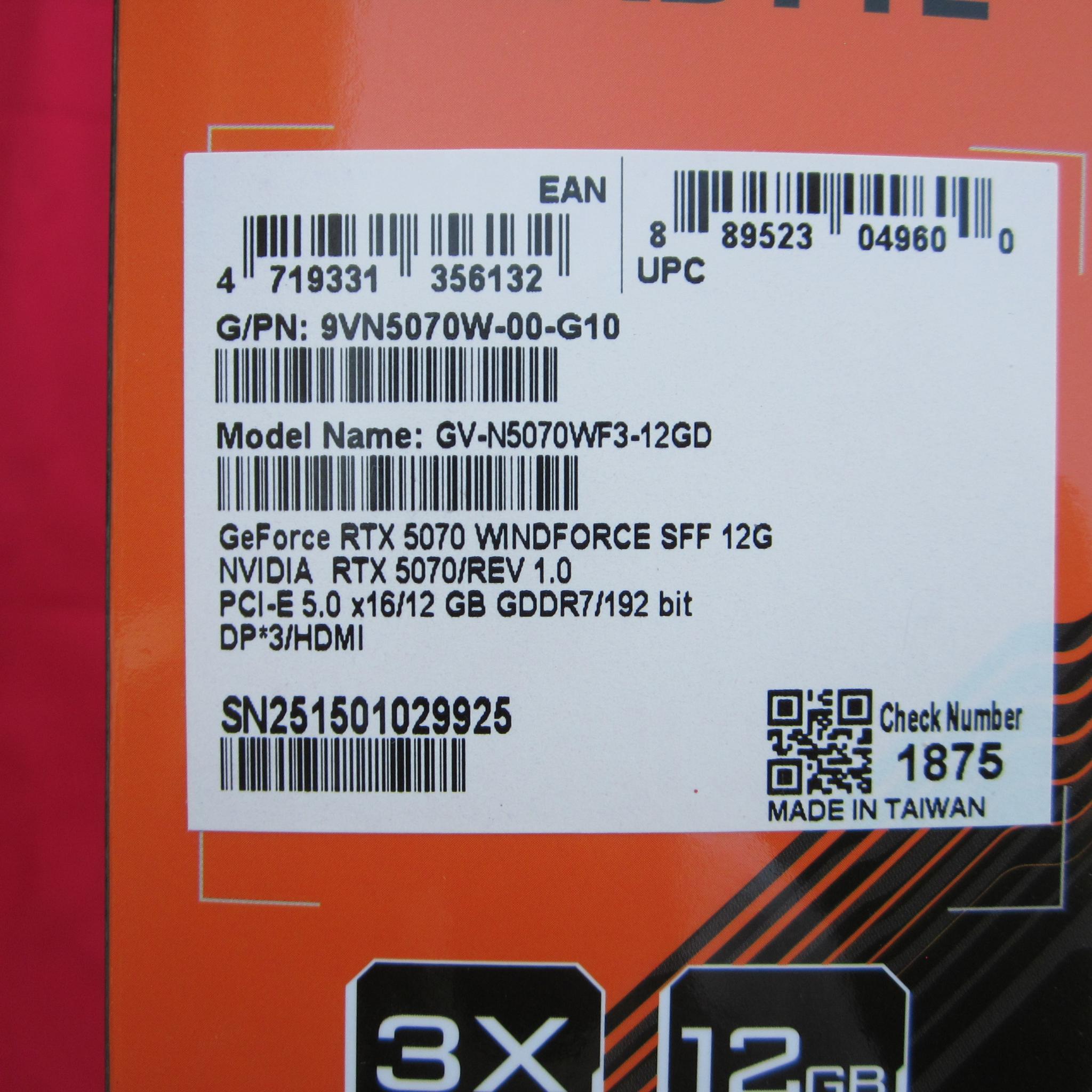 New Open Box! Gigabyte Windforce SFF RTX 5070 12Gb