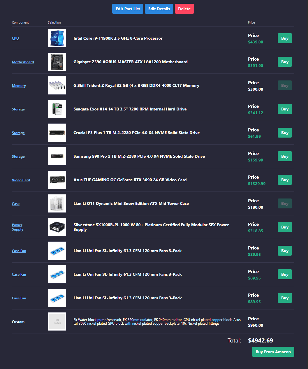 On Sale! Intel 11900k, 32GB DDR4 4000mhz CL-17, RTX 3090, EK Custom Loop