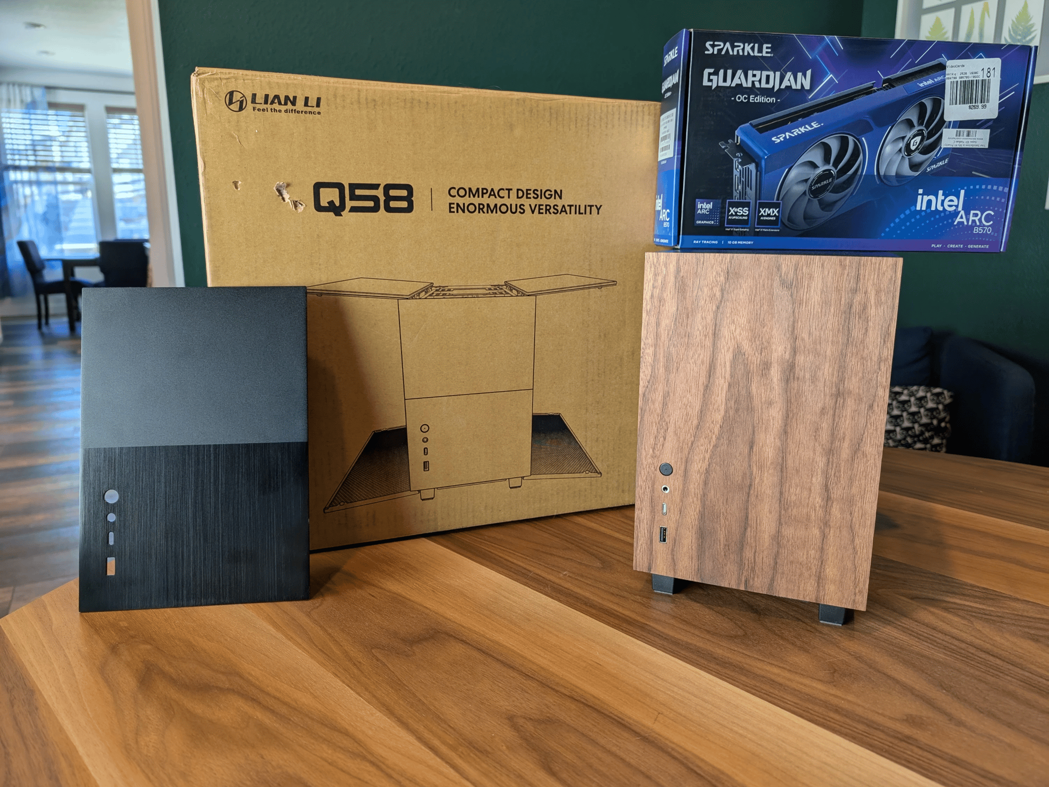 Cozy Wood Mini ITX SFF RGB PC- Intel i5 11600K | Arc B570 GPU | 32GB RAM | 1TB SSD | Liquid Cooled