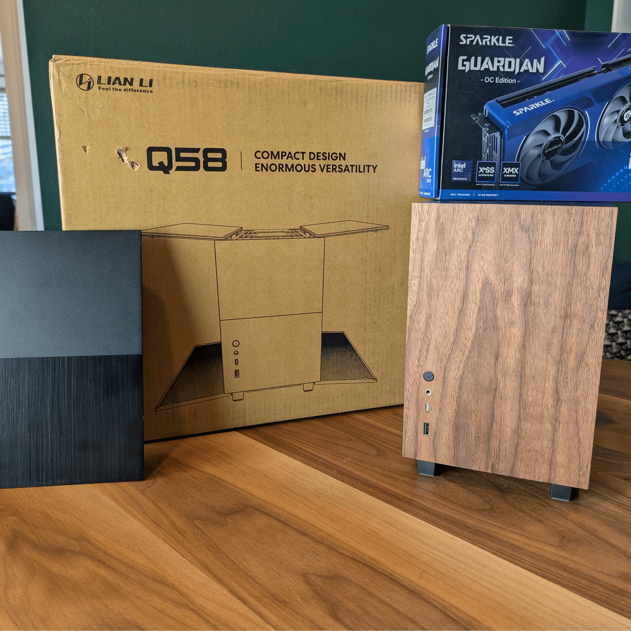 Cozy Wood Mini ITX SFF RGB PC- Intel i5 11600K | Arc B570 GPU | 32GB RAM | 1TB SSD | Liquid Cooled