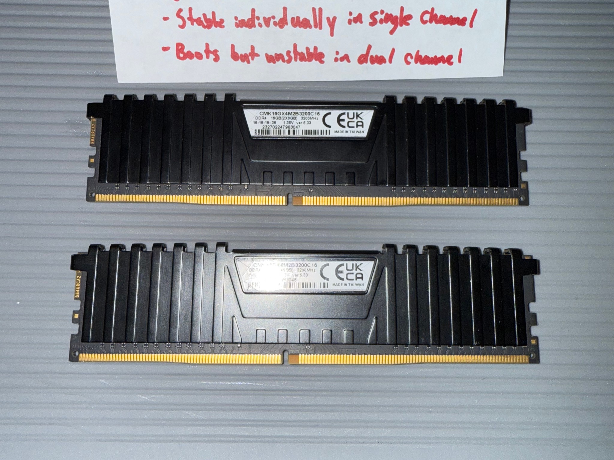 Two sticks of 8gb Corsair DDR4 Ram *READ DESCRIPTION*