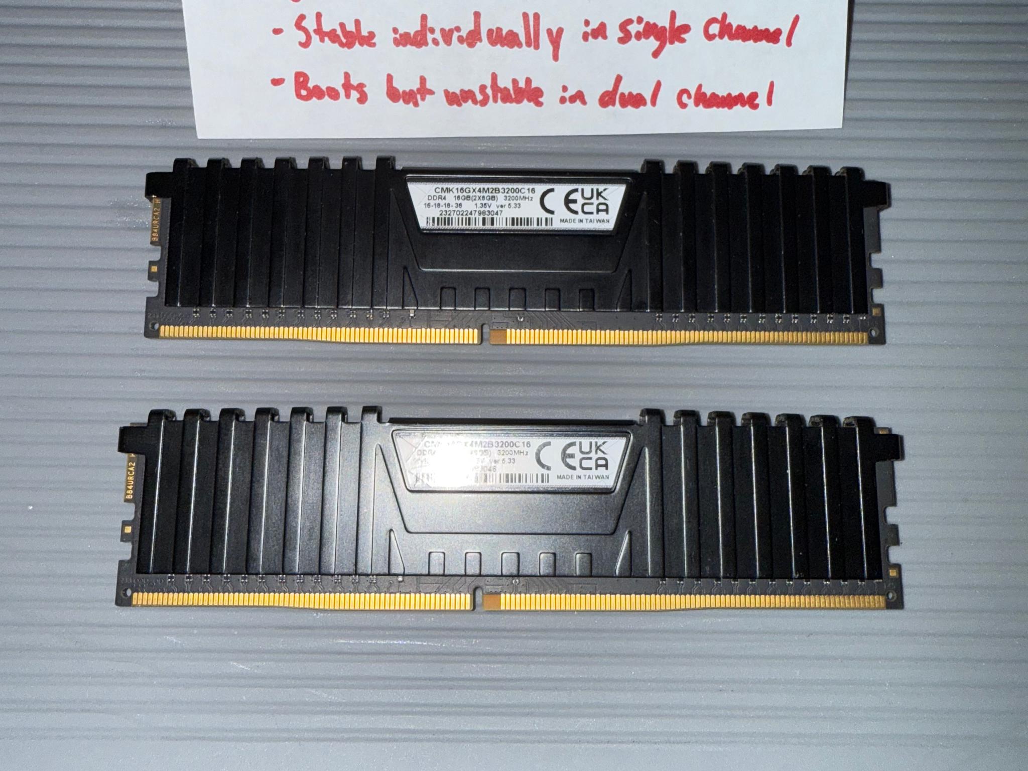 Two sticks of 8gb Corsair DDR4 Ram *READ DESCRIPTION*