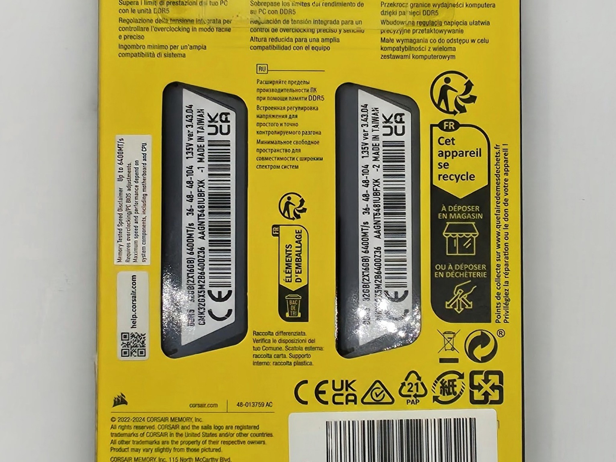 Corsair Vengeance 32GB (2x16GB) DDR5-6400 CL36 RAM KIT Sealed NEW