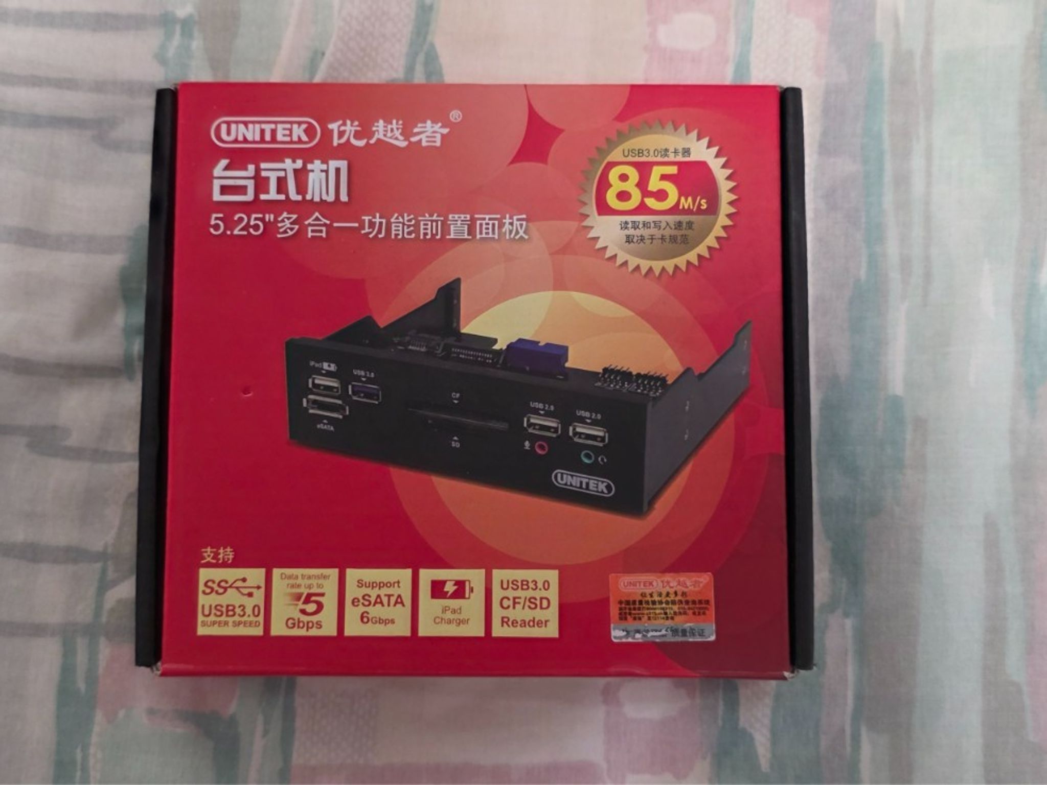 Unitek Y-3903 5.25" Case Front I/O panel USB3.0/2.0, SD/CF Card Reader, eSATA