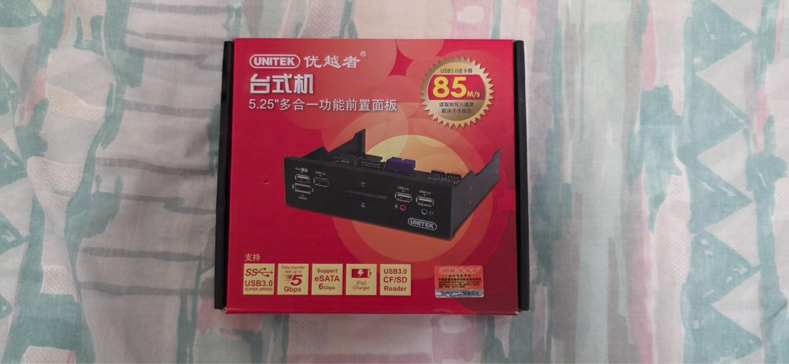 Unitek Y-3903 5.25" Case Front I/O panel USB3.0/2.0, SD/CF Card Reader, eSATA
