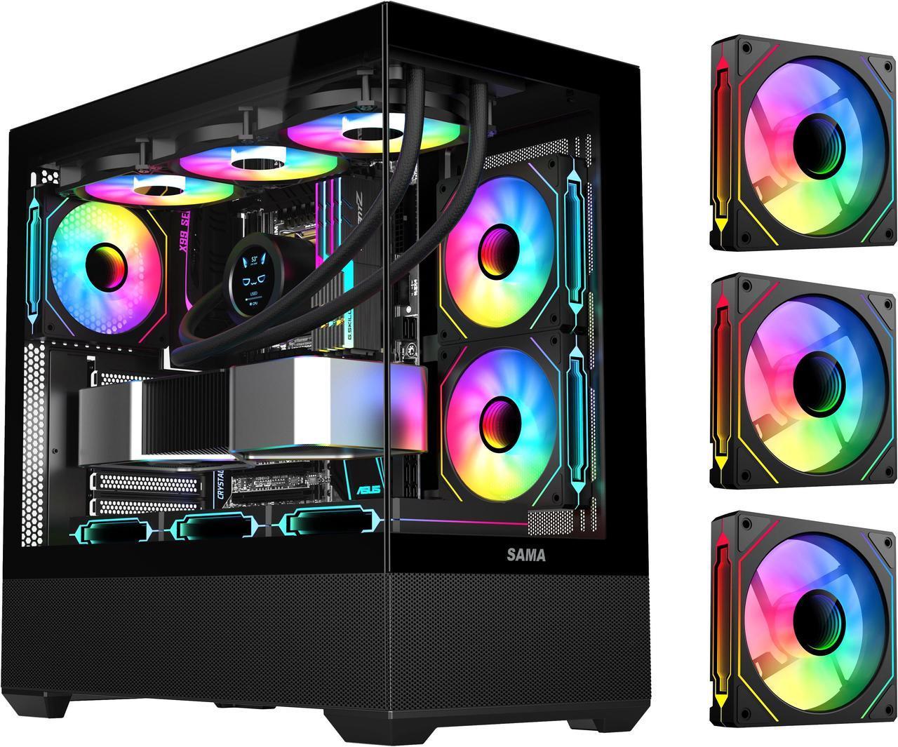 SAMA SV02 Black ATX PC Case w/ 3 ARGB Fans Pre-Installed