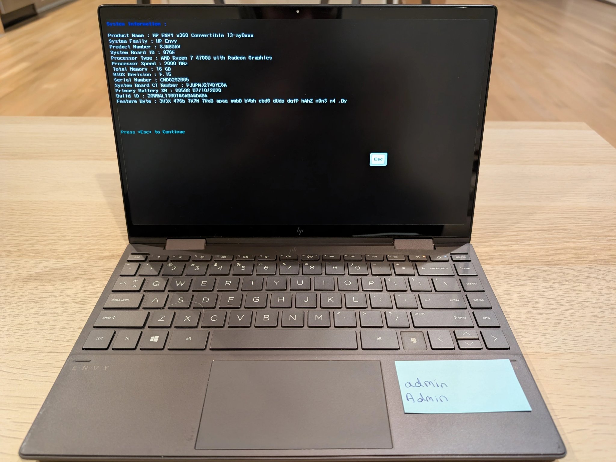 HP Envy x360 13" Laptop, 8 cores, 16GB RAM
