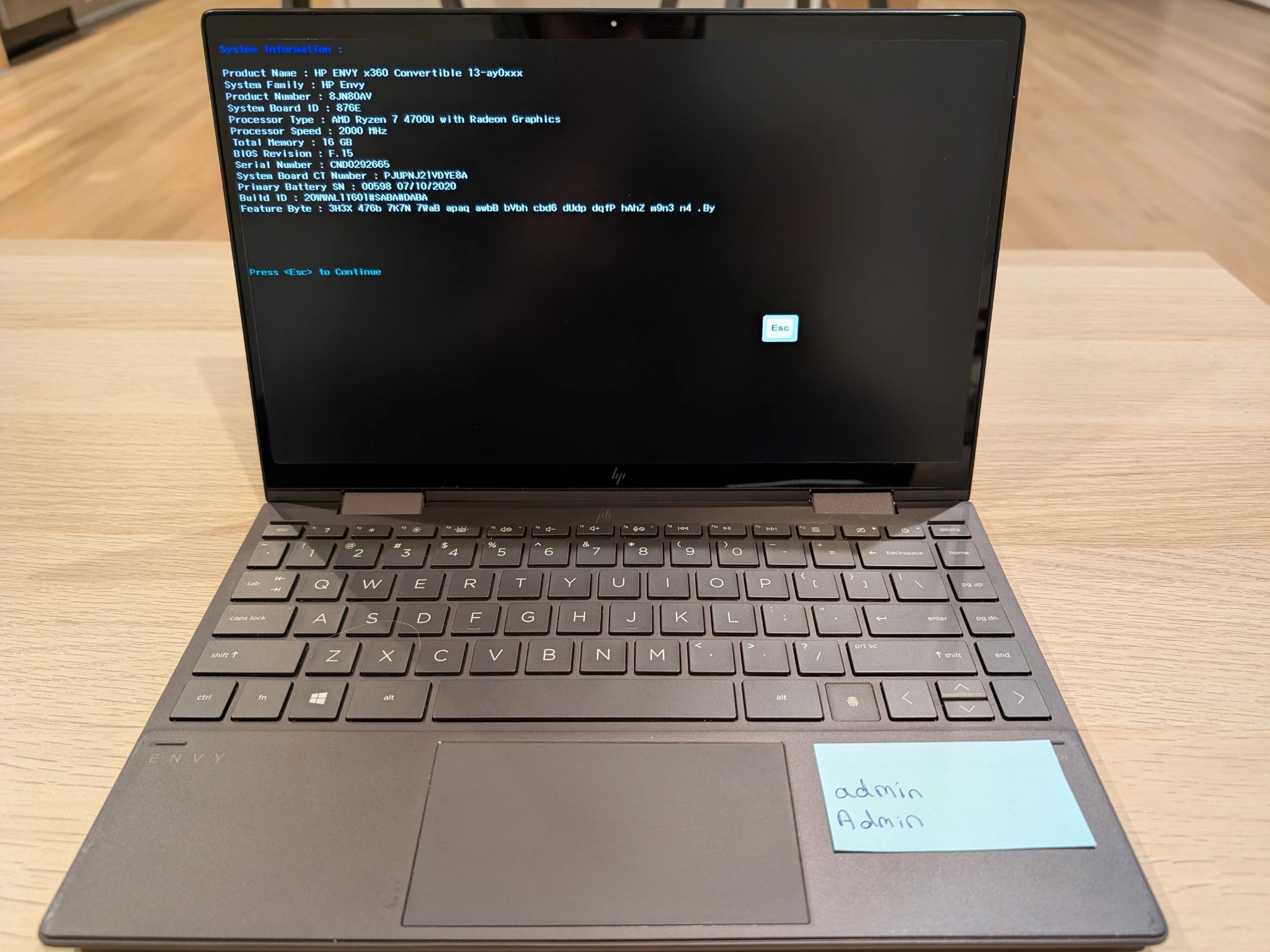HP Envy x360 13" Laptop, 8 cores, 16GB RAM