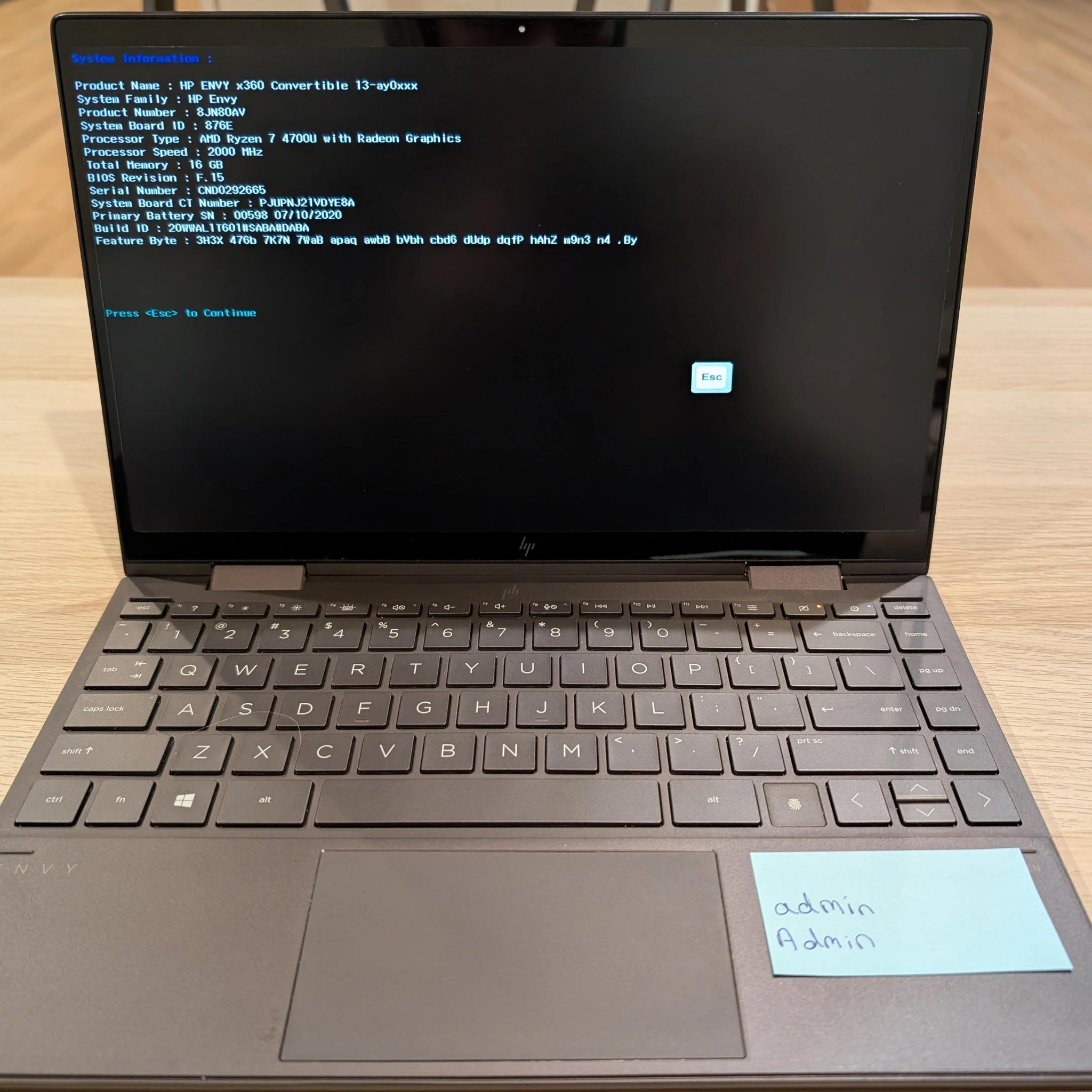 HP Envy x360 13" Laptop, 8 cores, 16GB RAM