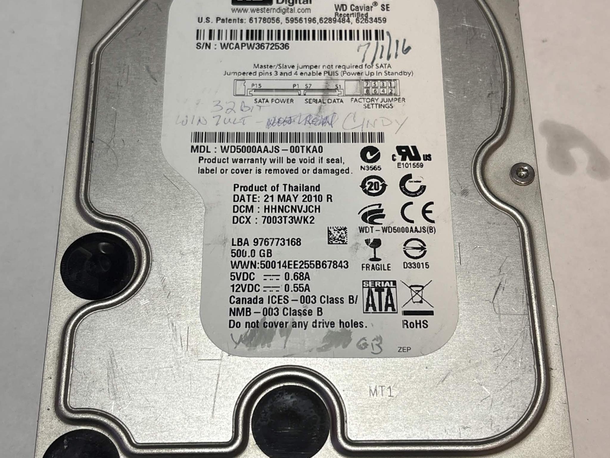 Western Digital Caviar SE 500GB SATA Hard Drive | Tested & Functional
