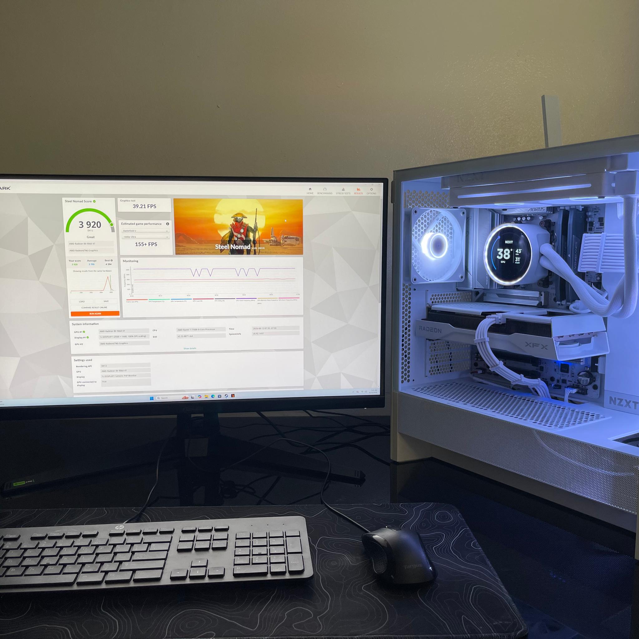 ❄️🌟ALL NEW! AM5 White PC / RX 9060 XT/ Ryzen 7 7700x/ 32GB DDR5/ 1TB gen4.🌟❄️