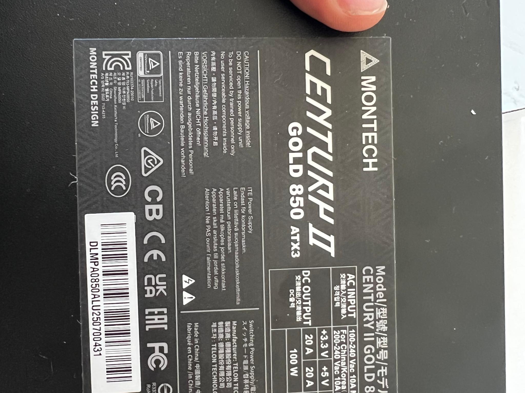 Montech Century II 850w 80+ Gold PSU Fully Modular