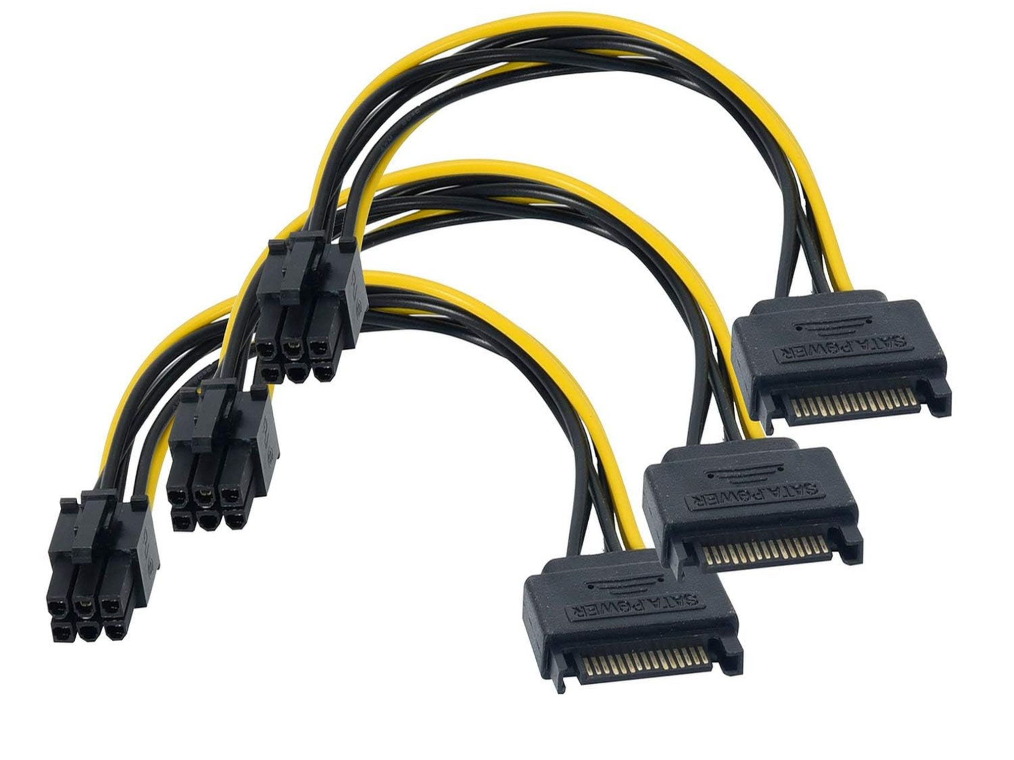 Pienmor 6 Pin SATA to PCIe Power Cable Adapter (3 Pack, 8 Inch)
