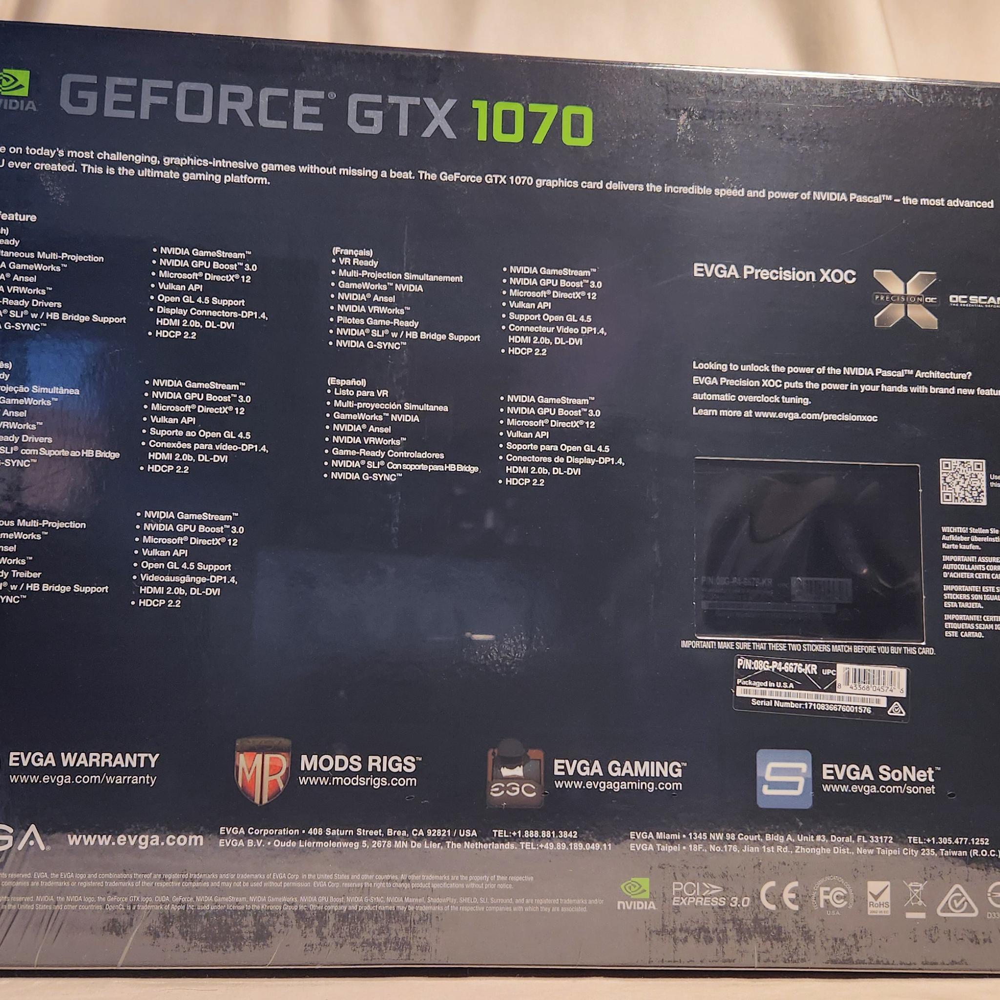 Brand New EVGA FTW2 Nvidia GTX 1070