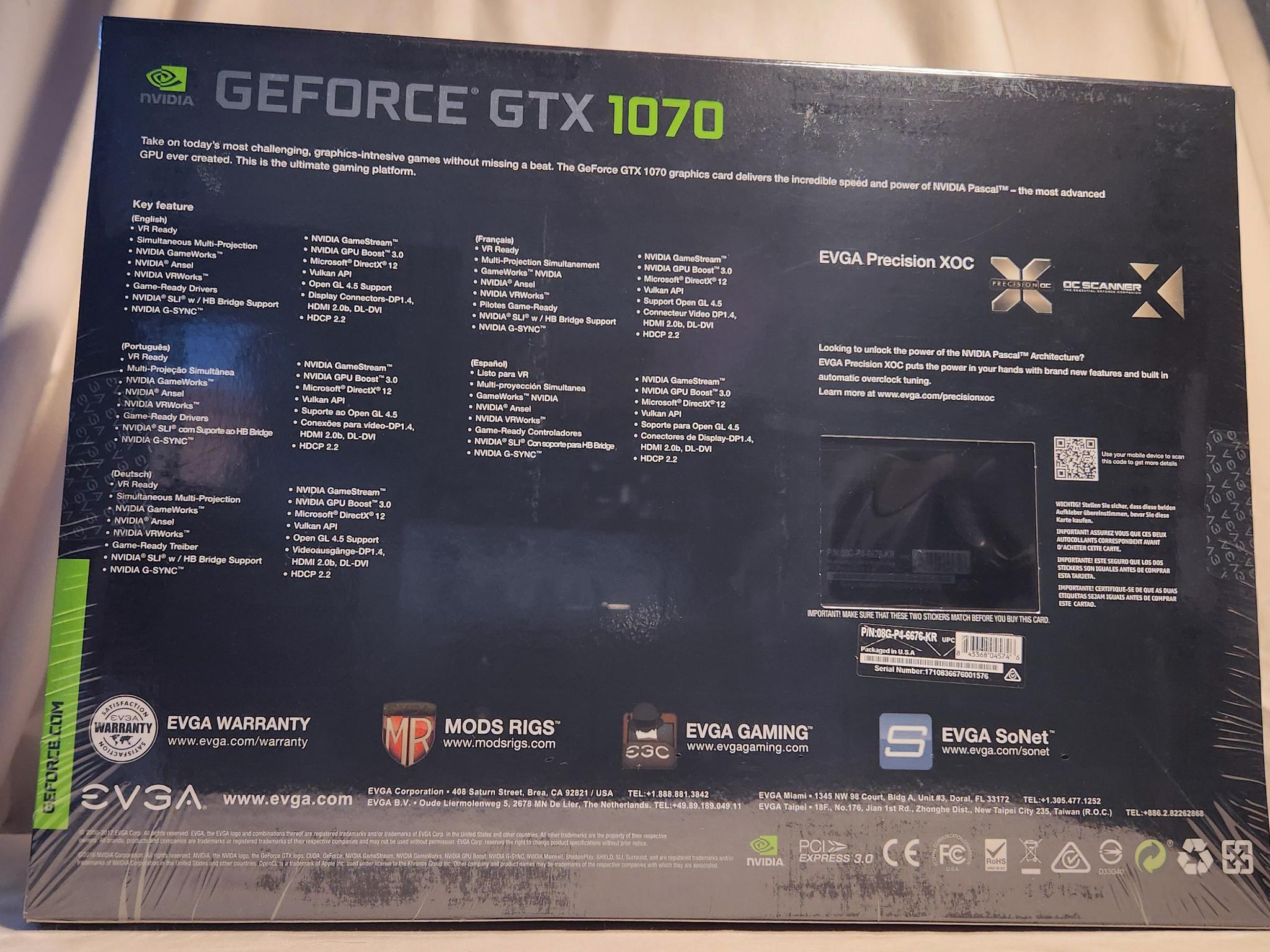 Brand New EVGA FTW2 Nvidia GTX 1070