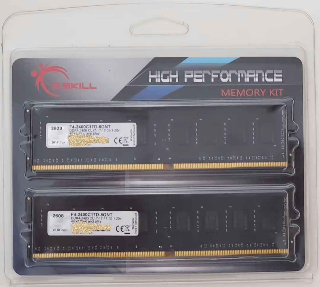 8GB (2x4GB) DDR4 2400MHz G.Skill RAM Kit (listing/kit 1 of 2)