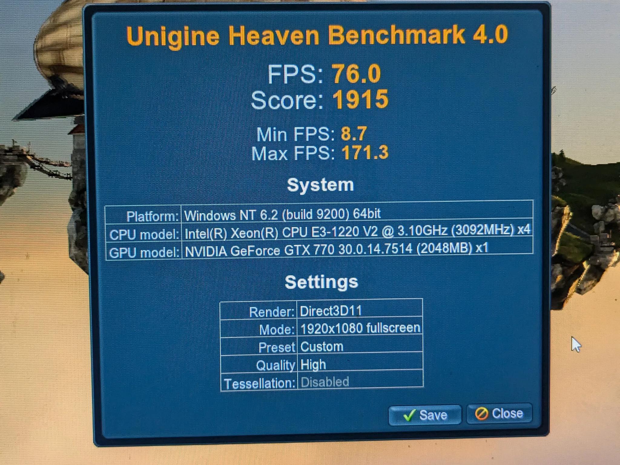Lab Experiment ~ Xeon 1220v2 (Same as i5-3450), 16GB RAM, GTX 770 2GB, 400GB SSD, Win10, Wifi