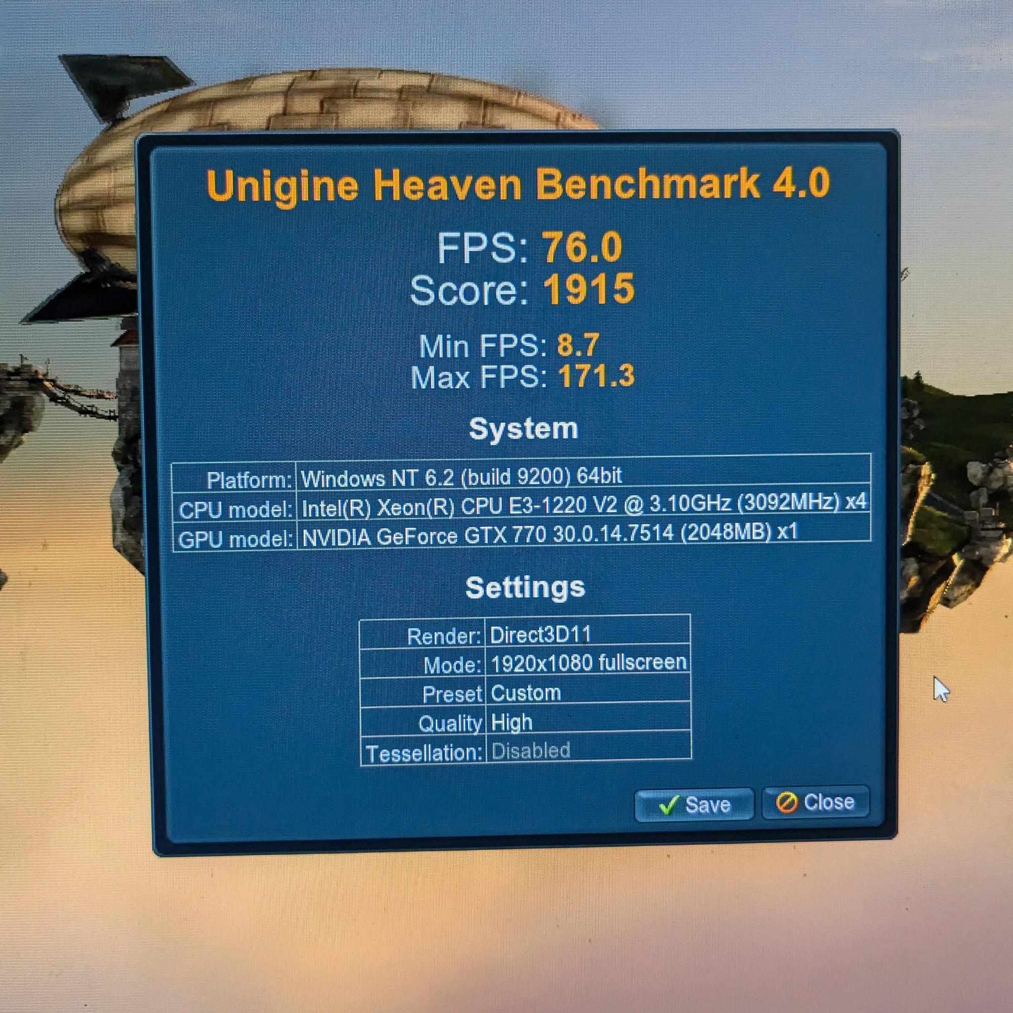 Lab Experiment ~ Xeon 1220v2 (Same as i5-3450), 16GB RAM, GTX 770 2GB, 400GB SSD, Win10, Wifi