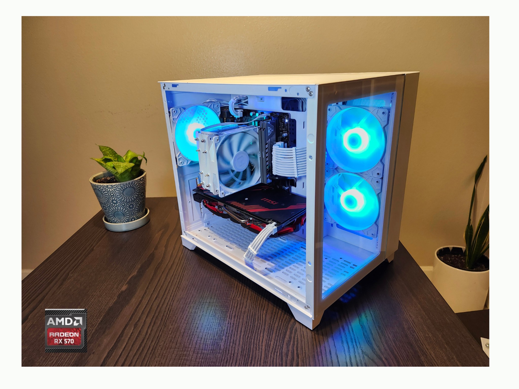 Custom Gaming PC - Intel i7-6700, RX 570 8GB, 16GB RAM, 256GB SSD - White Case