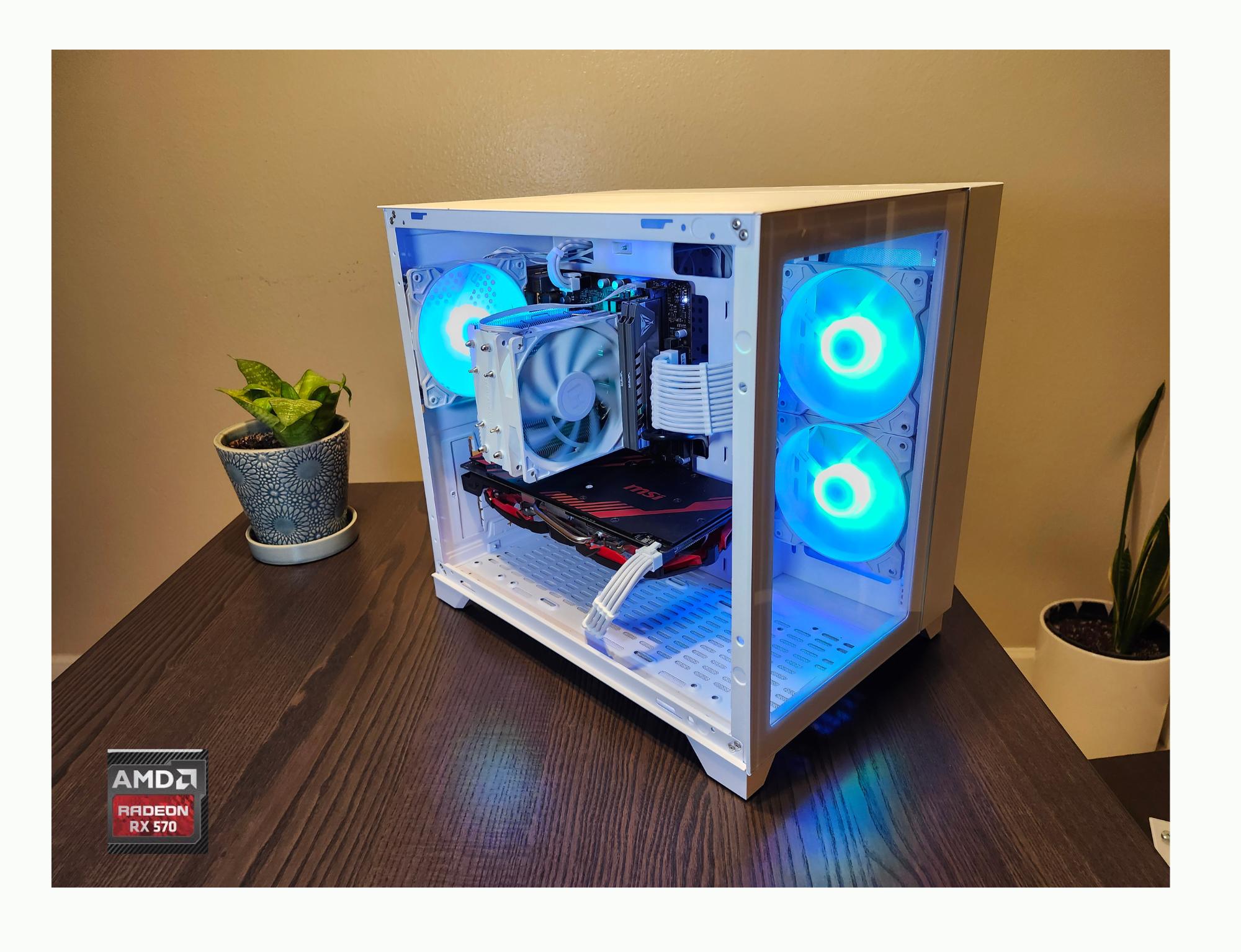 Custom Gaming PC - Intel i7-6700, RX 570 8GB, 16GB RAM, 256GB SSD - White Case