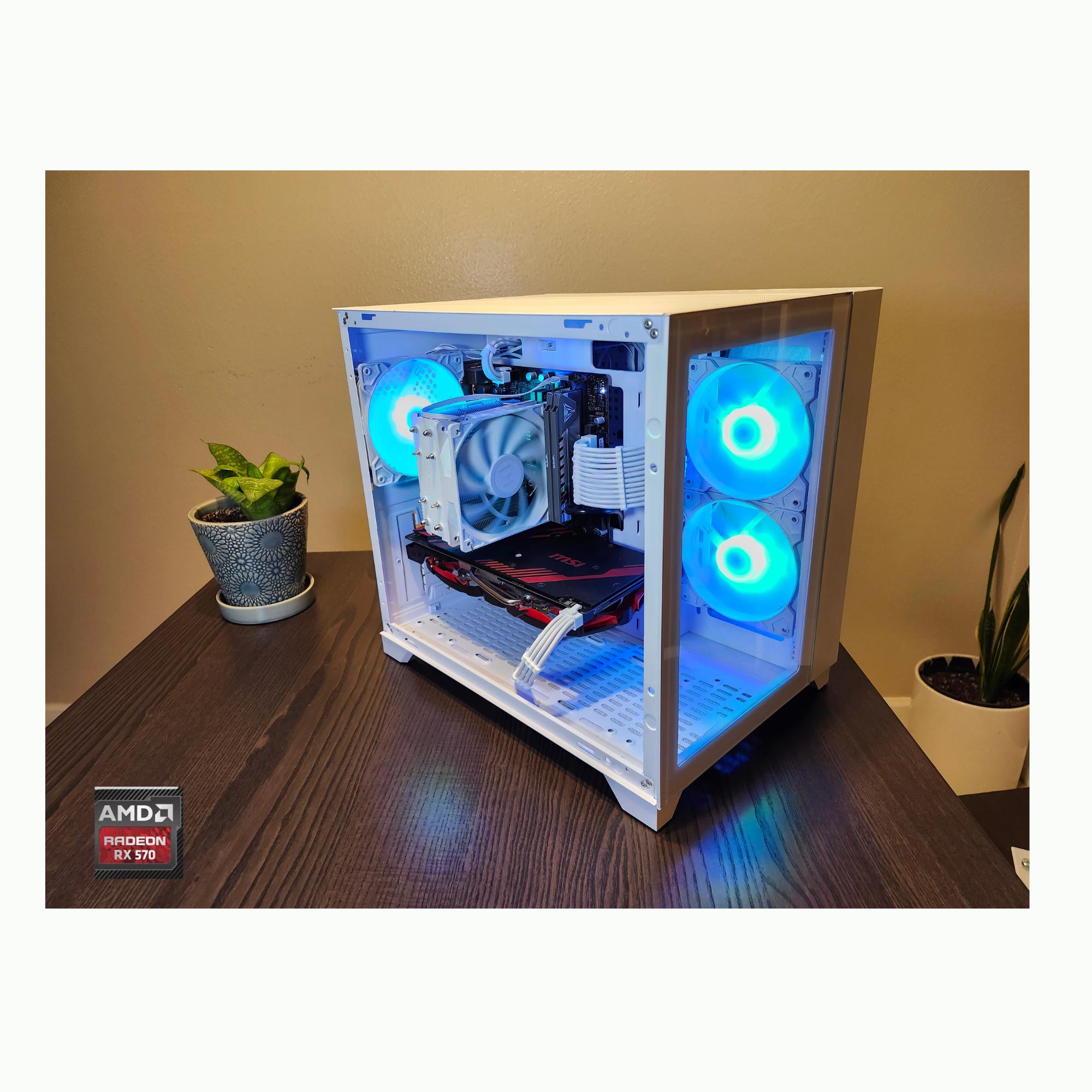 Custom Gaming PC - Intel i7-6700, RX 570 8GB, 16GB RAM, 256GB SSD - White Case