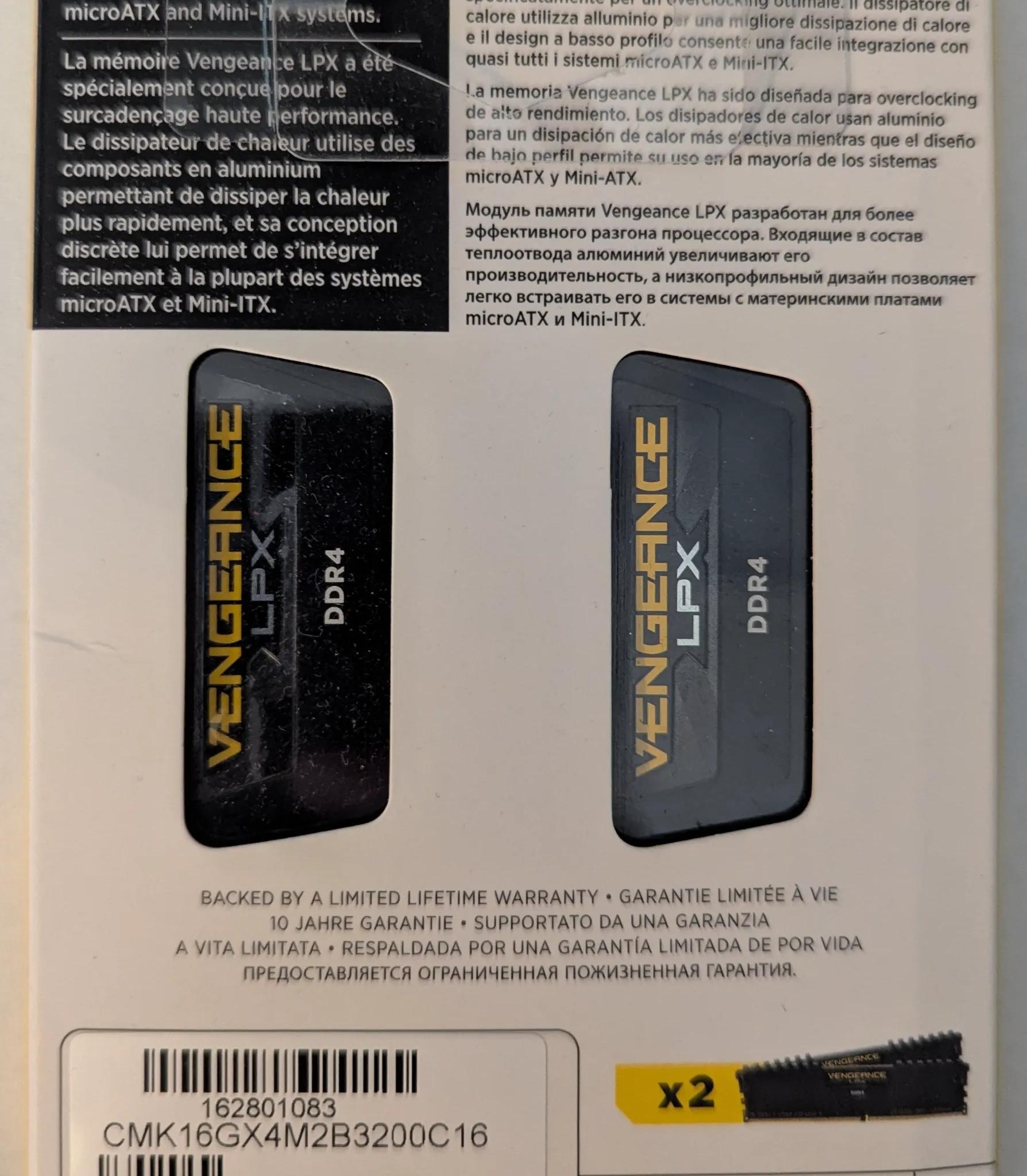 Corsair Vengeance LPX 16GB(2 x 8GB) DDR4 3200Mhz CMK16GX4M2B3200C16