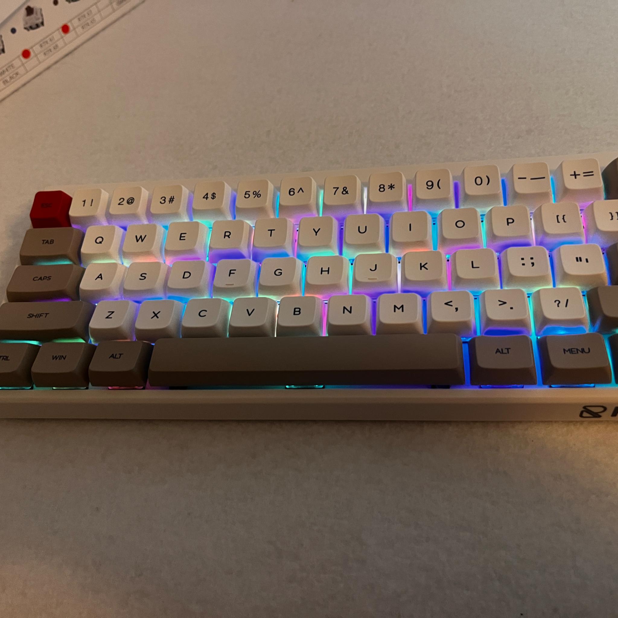 Ractous Design gaming keyboard, New in the Box. 60%, RGB.  Gateron Red Switches Hot Swappable