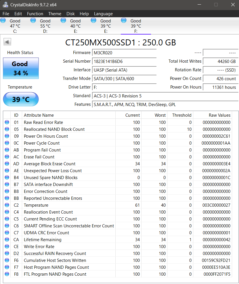 Crucial 250GB SSD