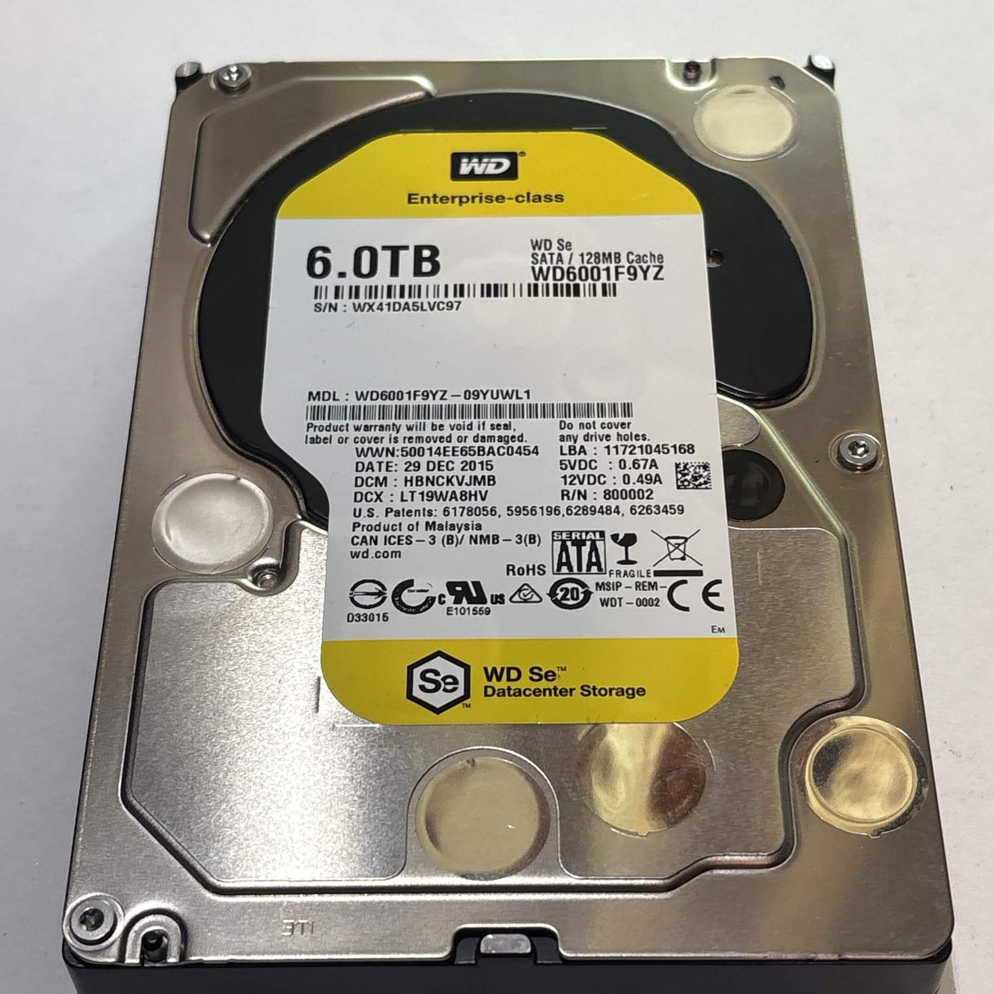 WD Se 6TB WD6001F9YZ 7200RPM SATA Enterprise HDD – 23,776 Hours – SMART Good