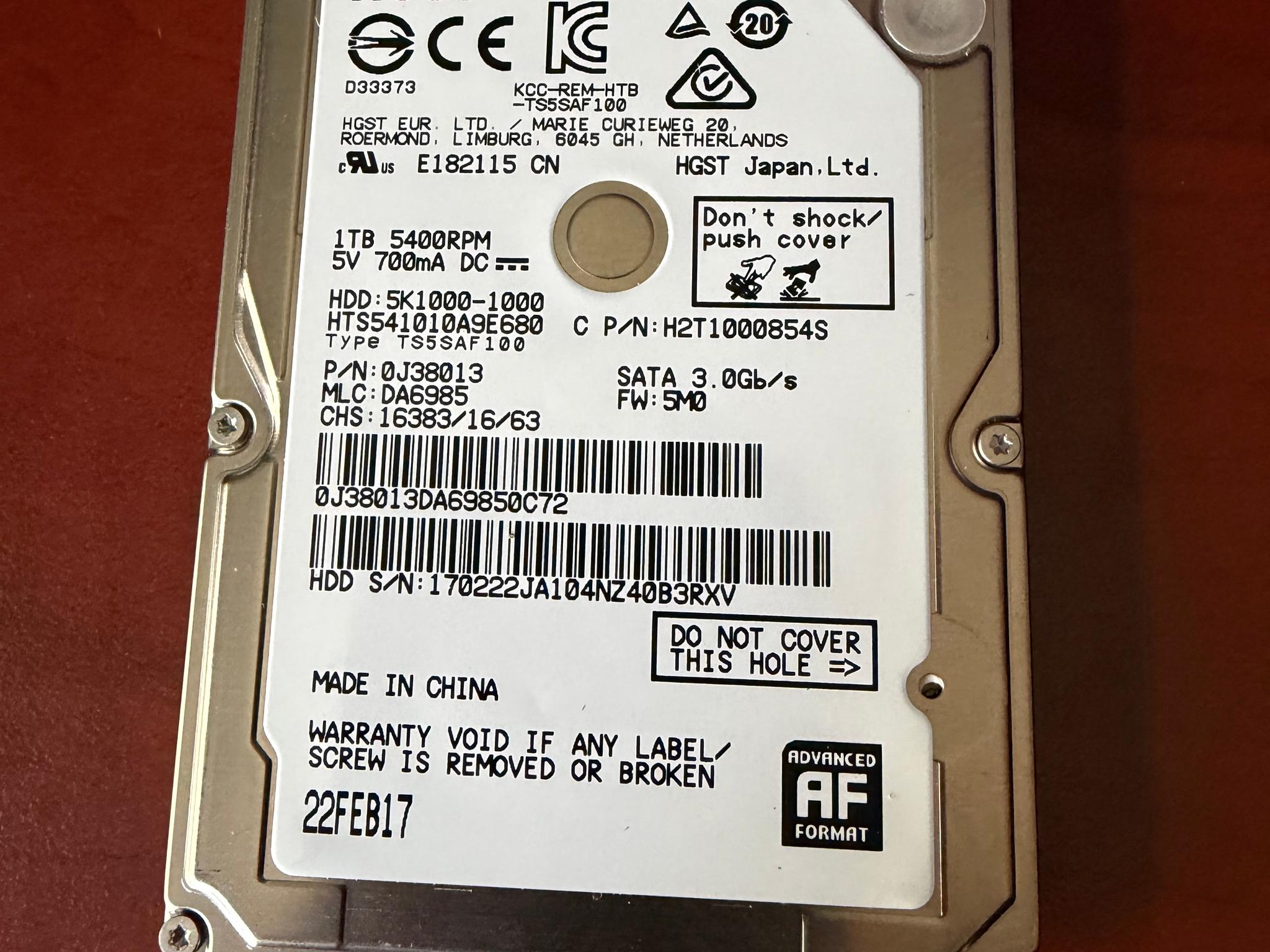 HGST 1TB 5400RPM Drive